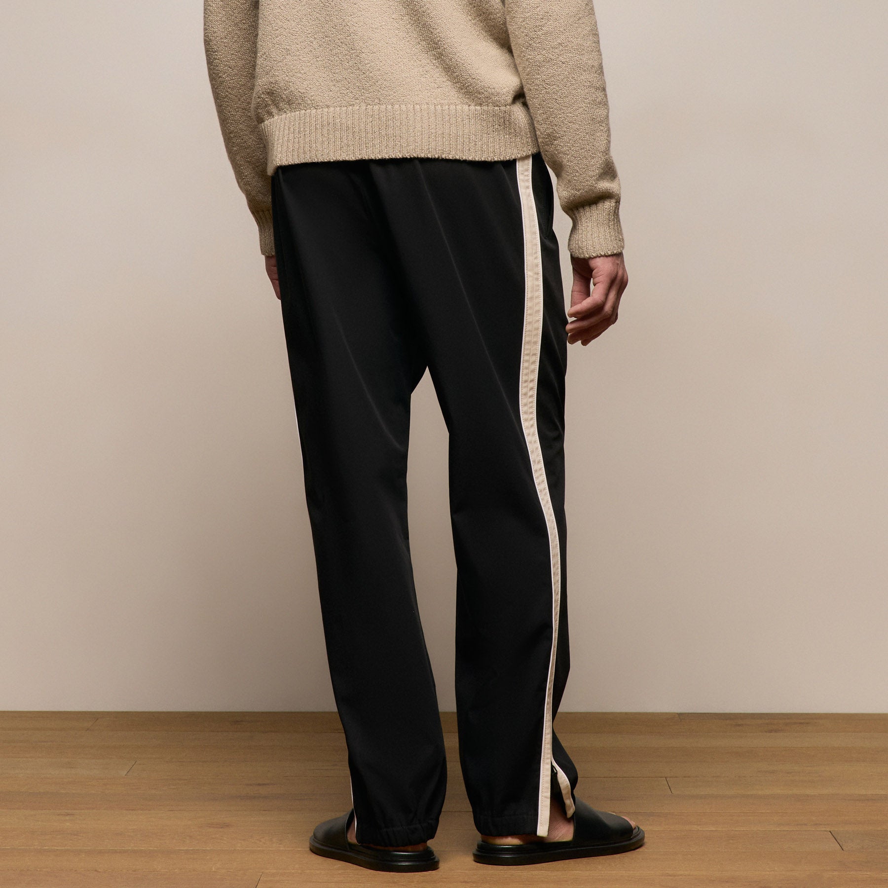 Elevated Cotton Twill Track Pant - Black/Latte/White
