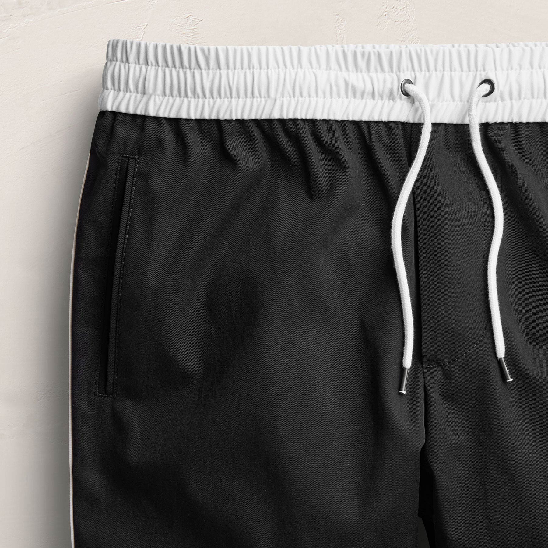 Elevated Cotton Twill Track Pant - Black/Latte/White
