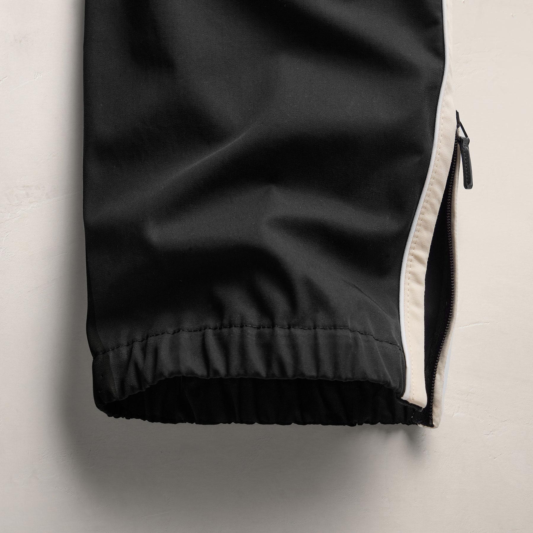Elevated Cotton Twill Track Pant - Black/Latte/White