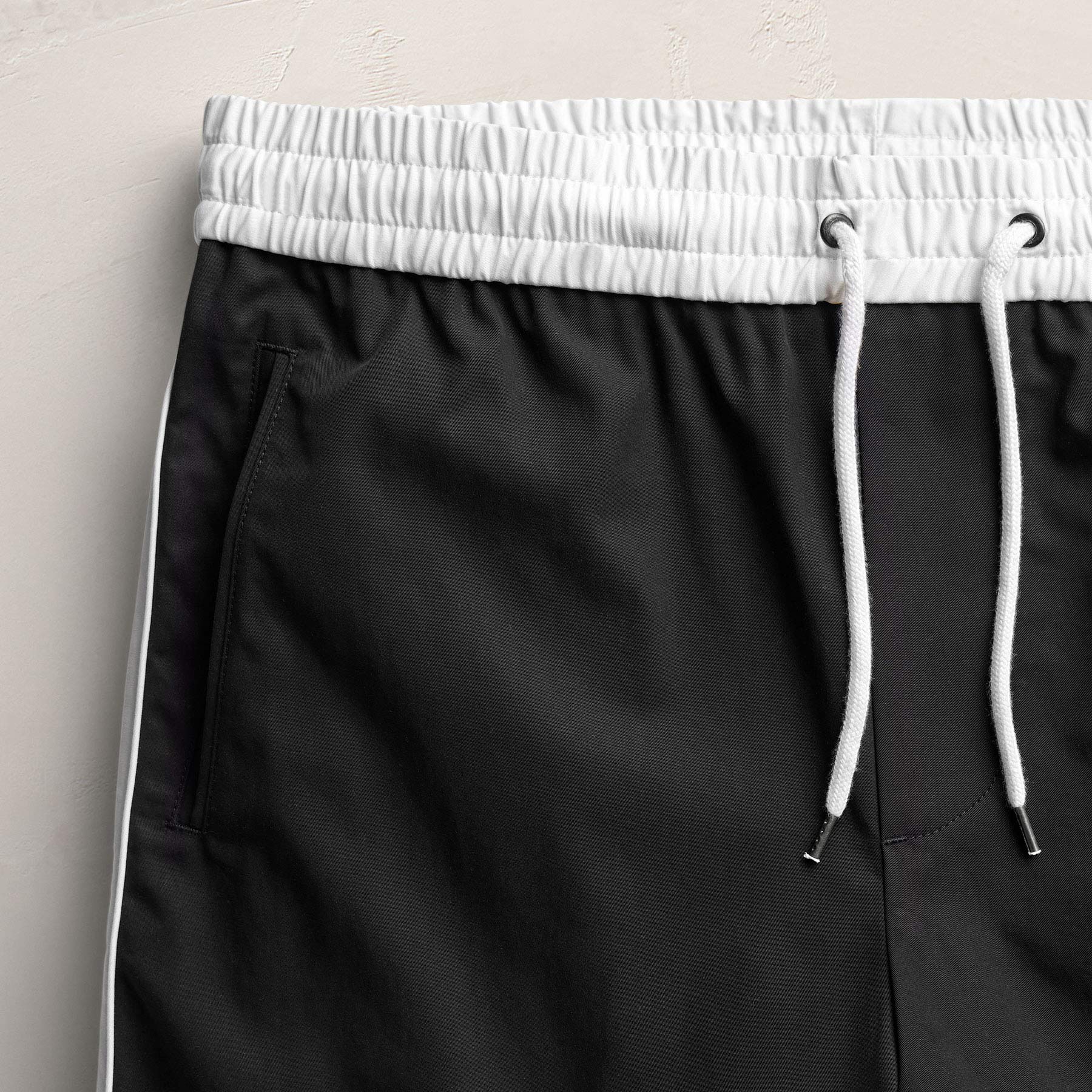 Elevated Cotton Twill Track Short - Black/Latte/White