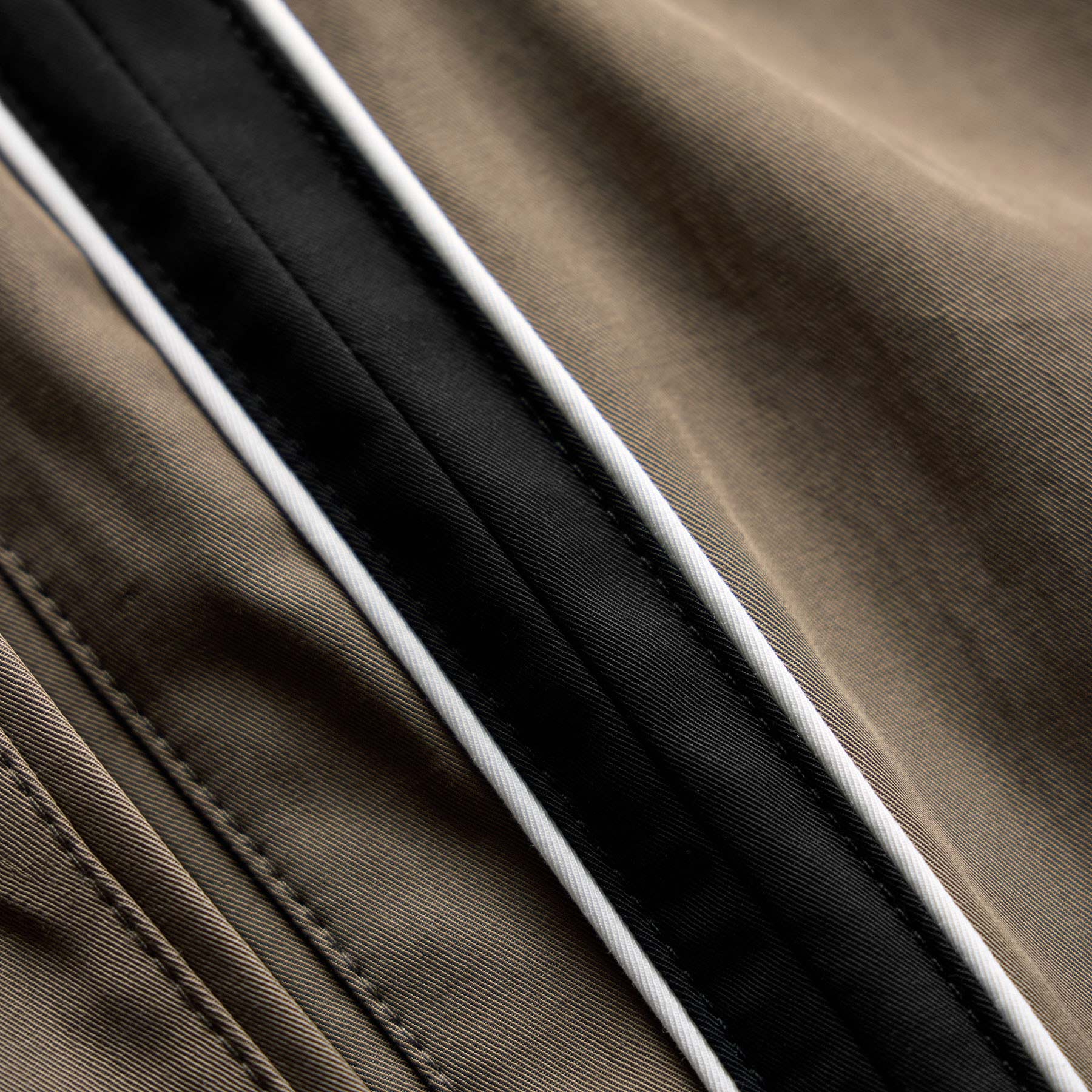 Elevated Cotton Twill Track Short - Light Olive/Black/White