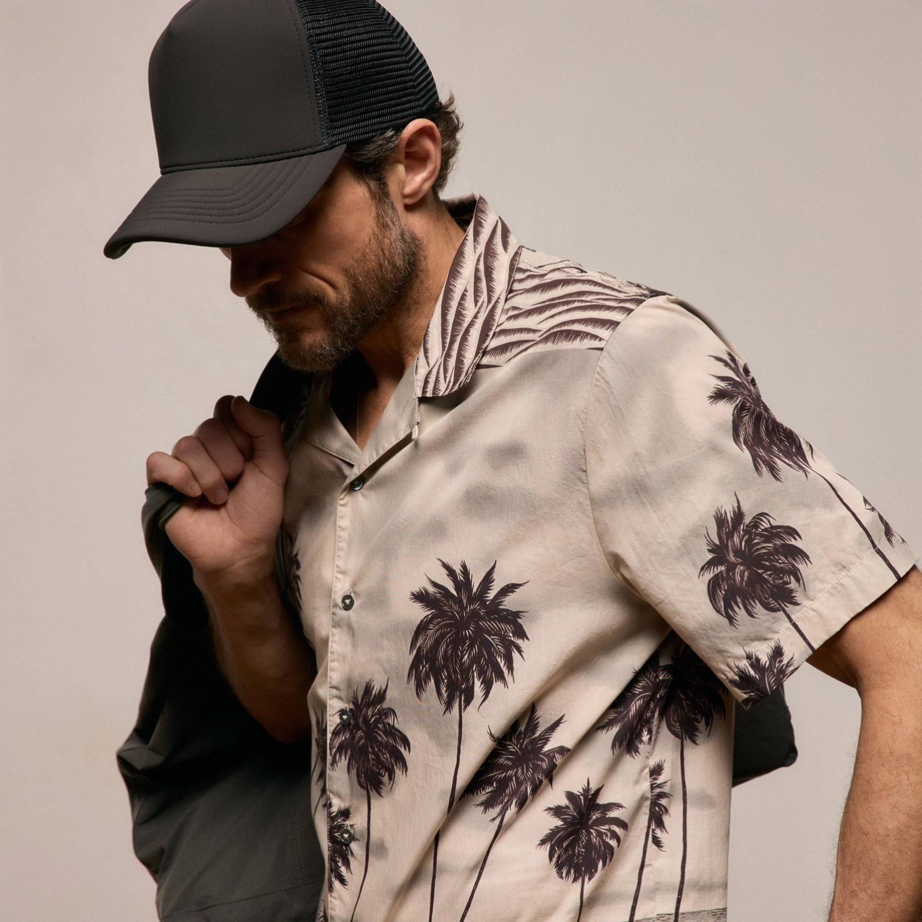 Palm Printed Shirt - Stone