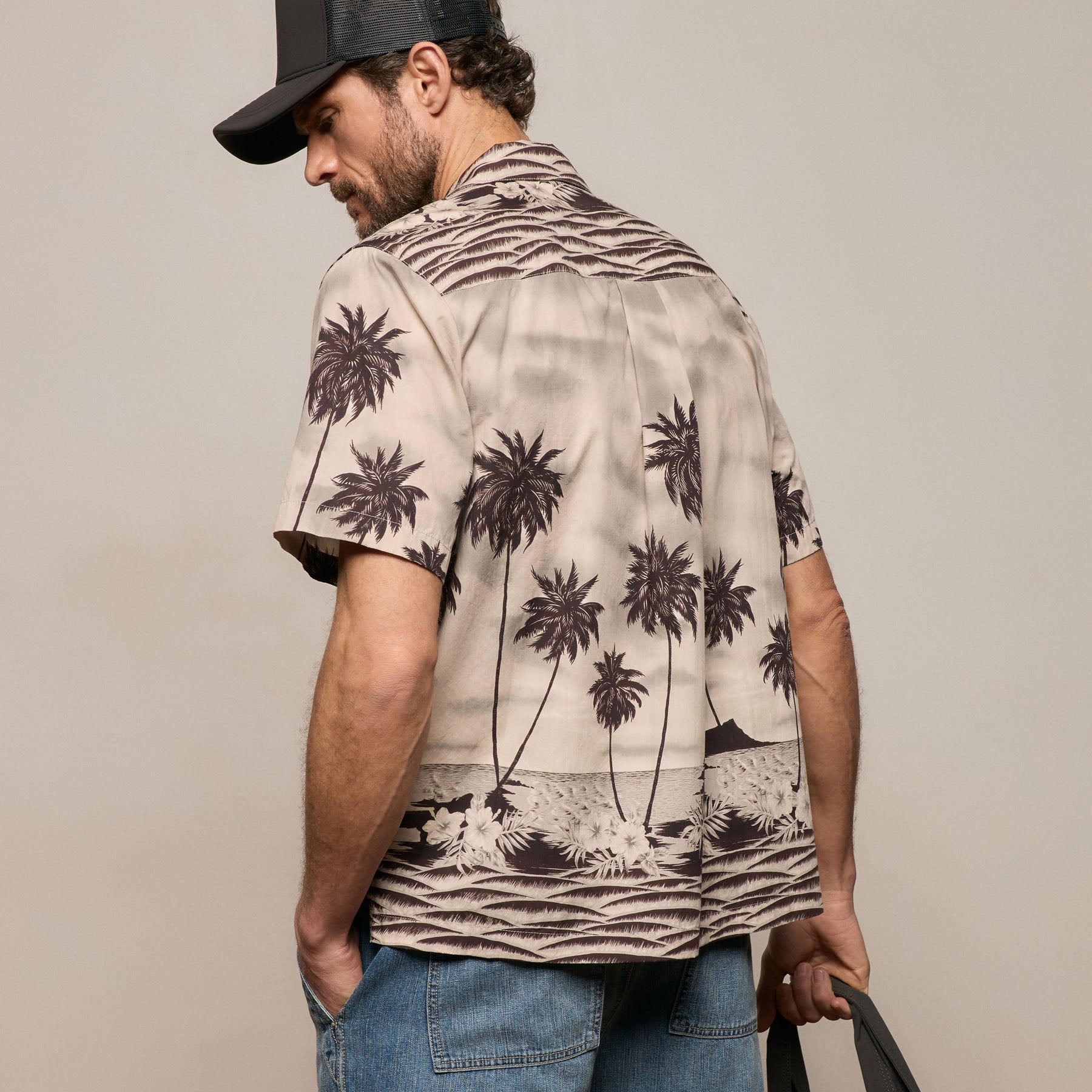Palm Printed Shirt - Stone