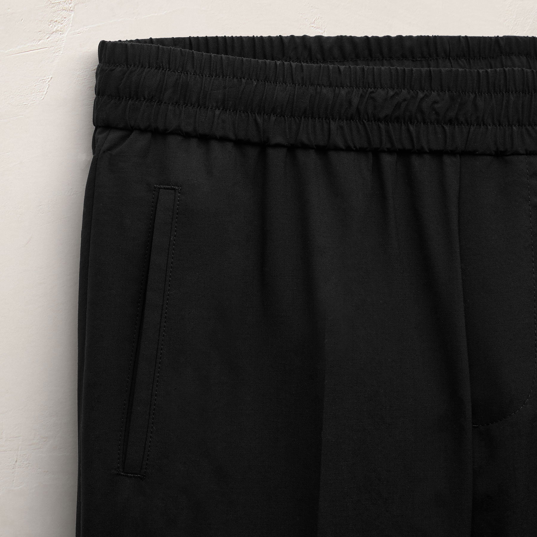 Lightweight Wool Pull On Trouser - Black