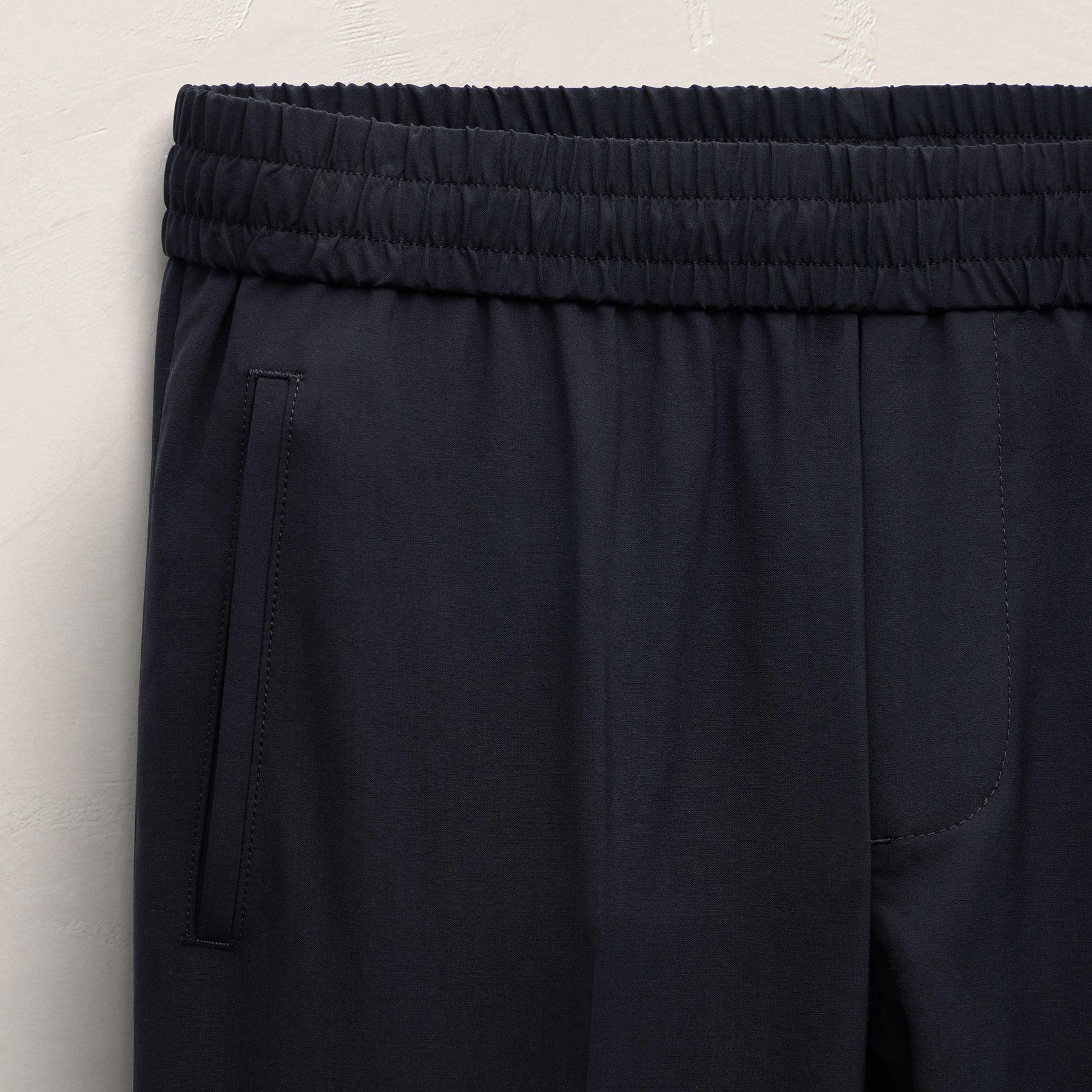 Lightweight Wool Pull On Trouser - Blue Noir