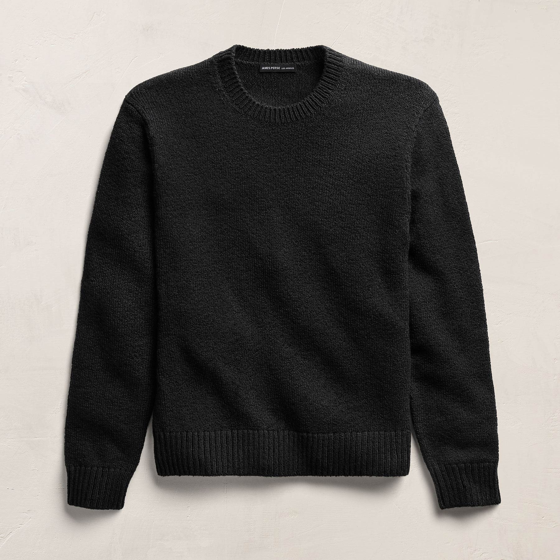Stretch Cotton Crew Sweater - Black