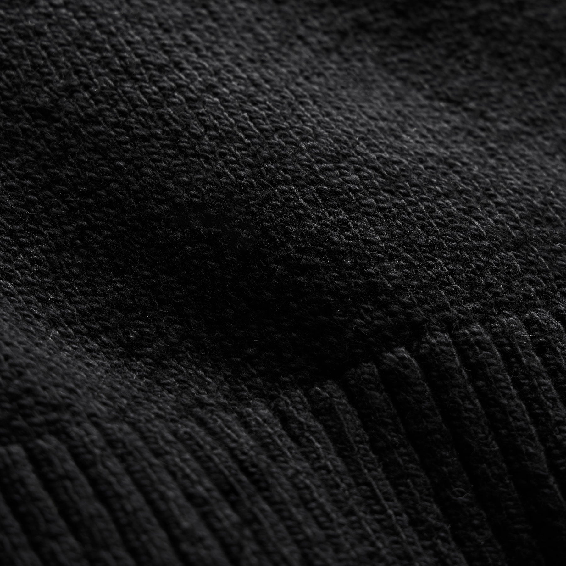 Stretch Cotton Crew Sweater - Black