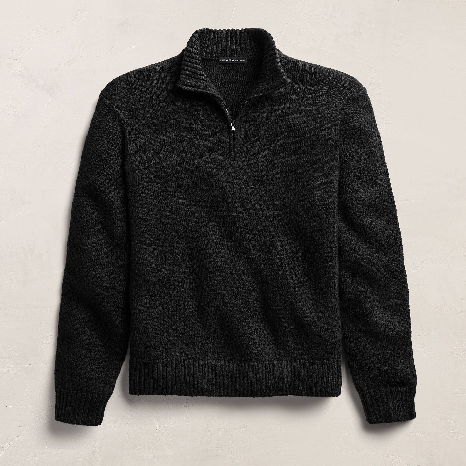 Stretch Cotton Knit Pullover - Black