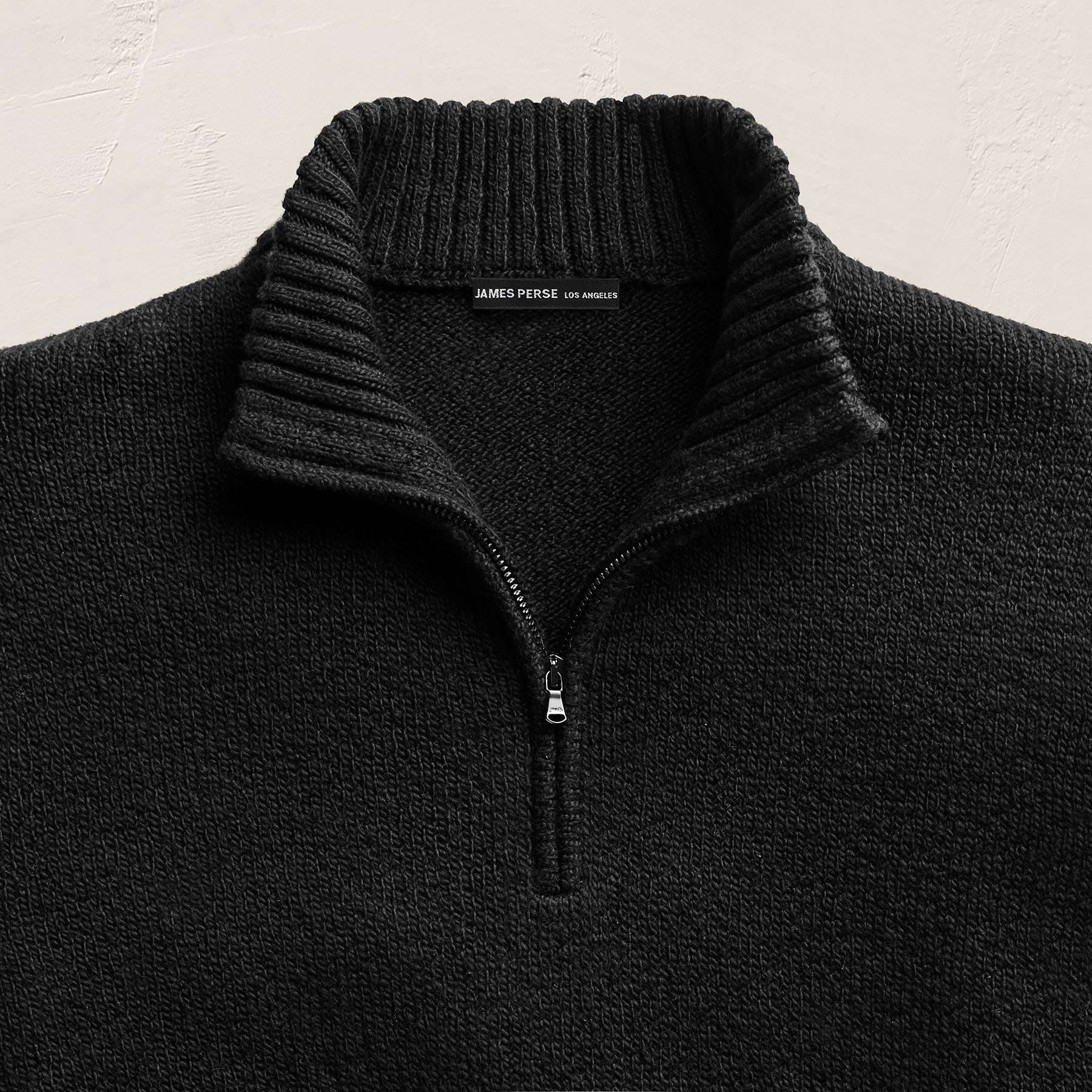 Stretch Cotton Knit Pullover - Black