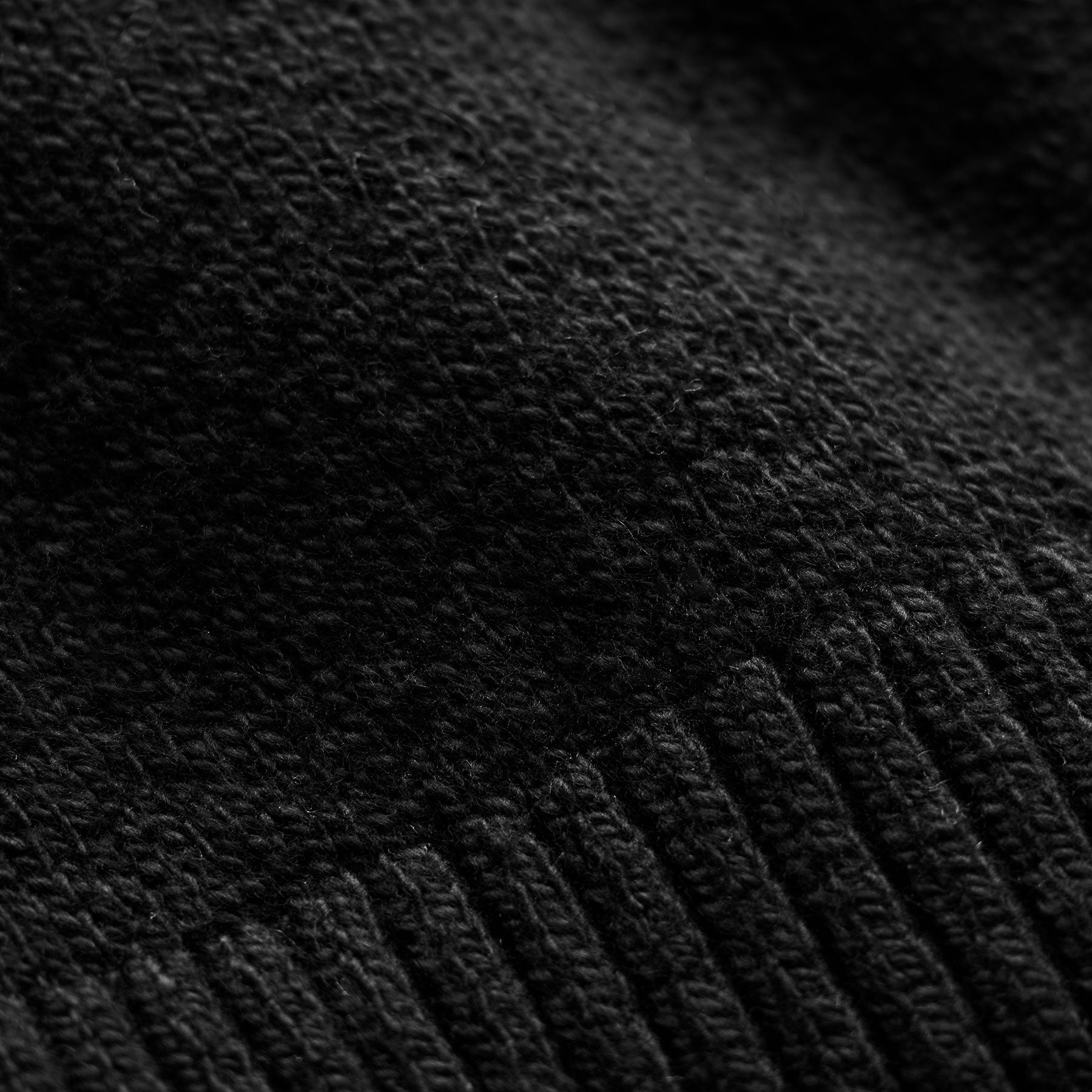 Stretch Cotton Knit Pullover - Black