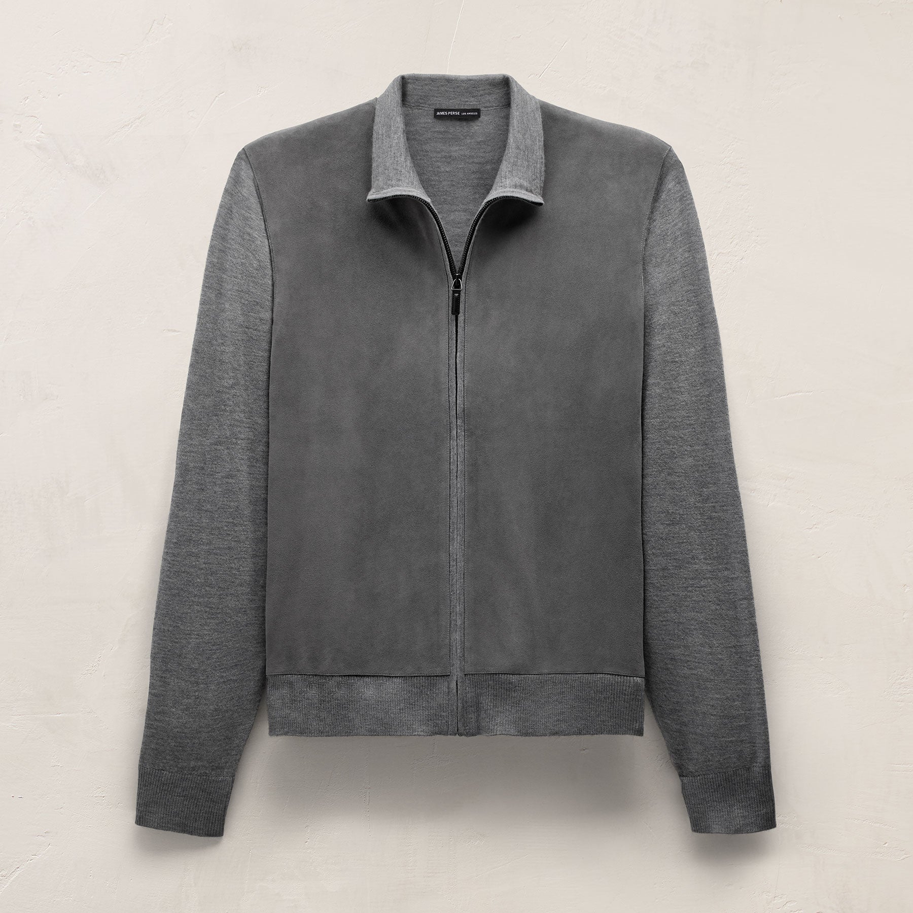 Ultrafine Cashmere Suede Front Zip Cardigan - Heather Grey