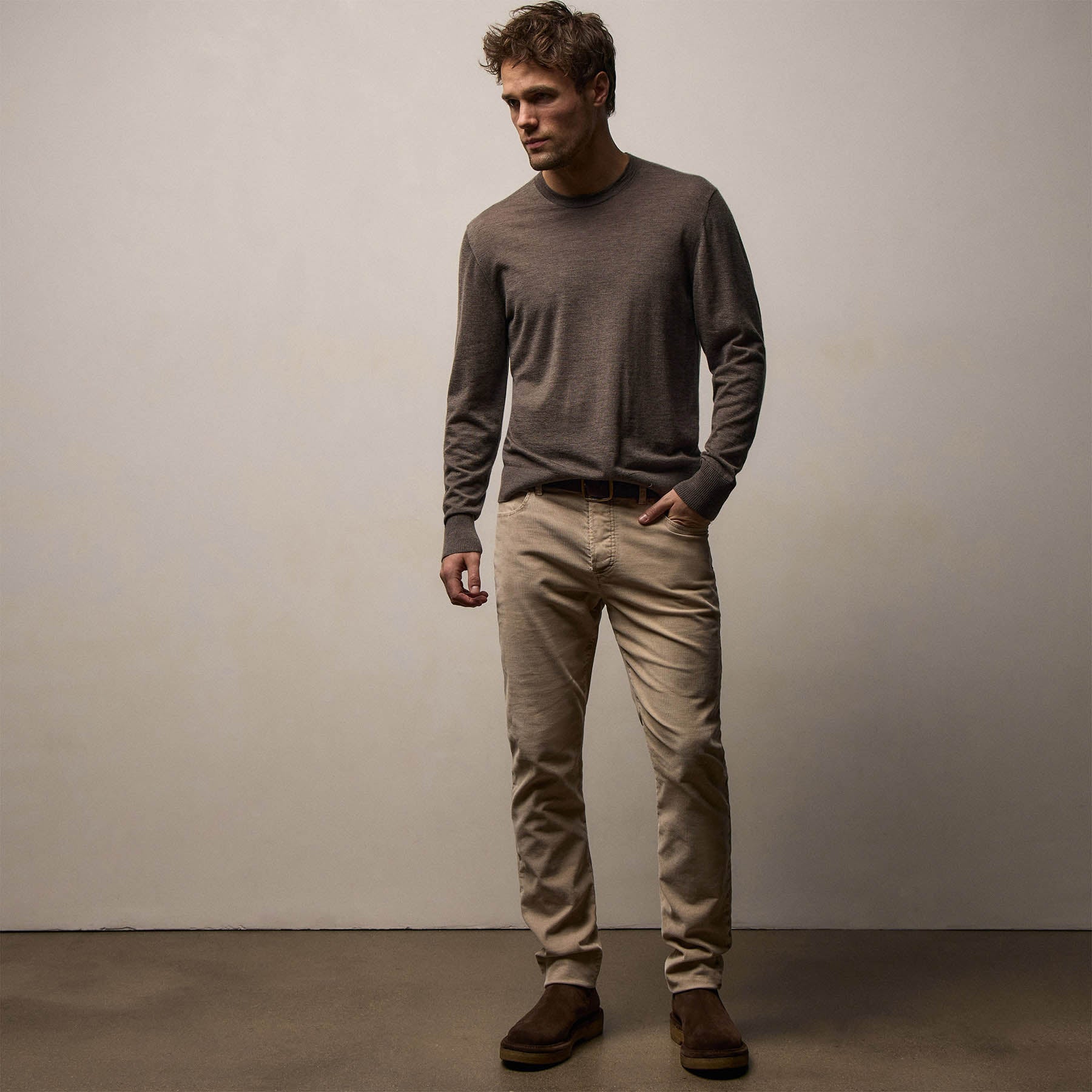 Ultrafine Cashmere Crew - Dusty Brown
