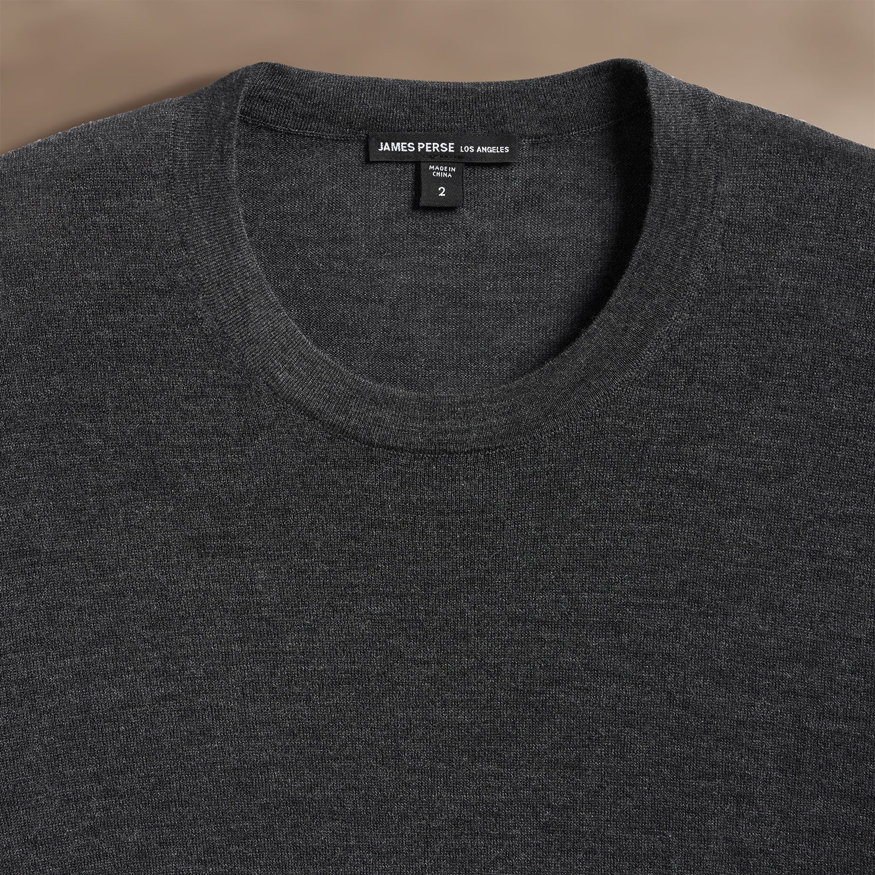 Ultrafine Cashmere Tipped Crew - Coal/Light Heather Grey