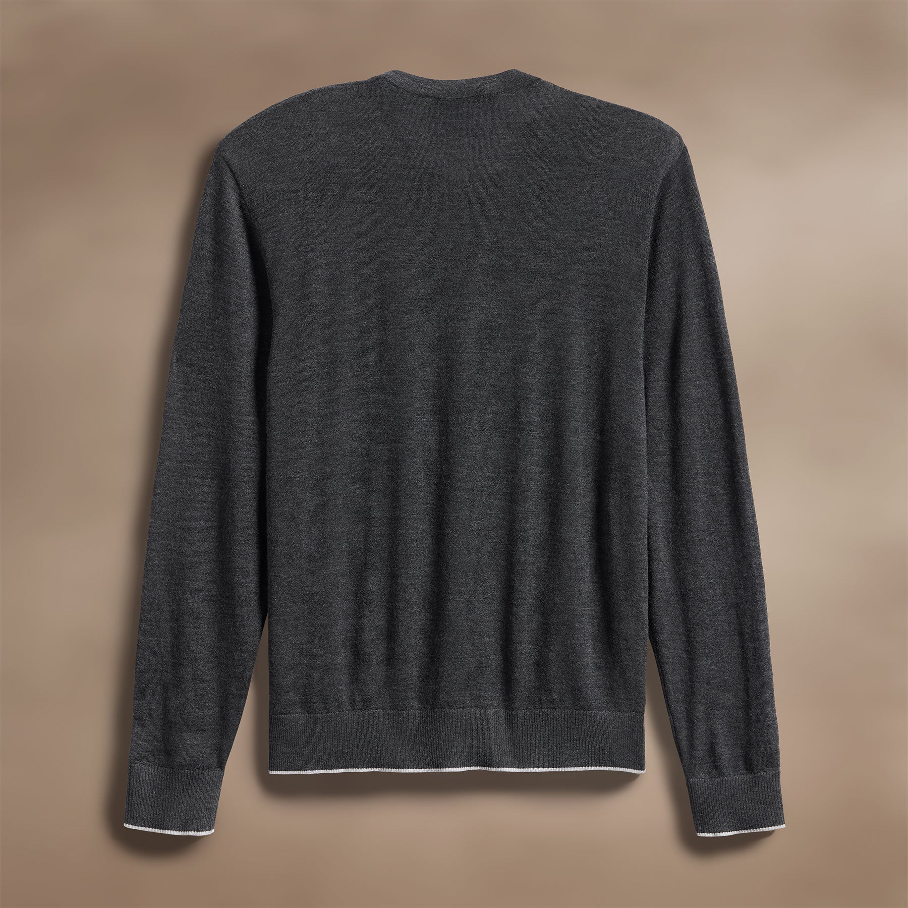 Ultrafine Cashmere Tipped Crew - Coal/Light Heather Grey