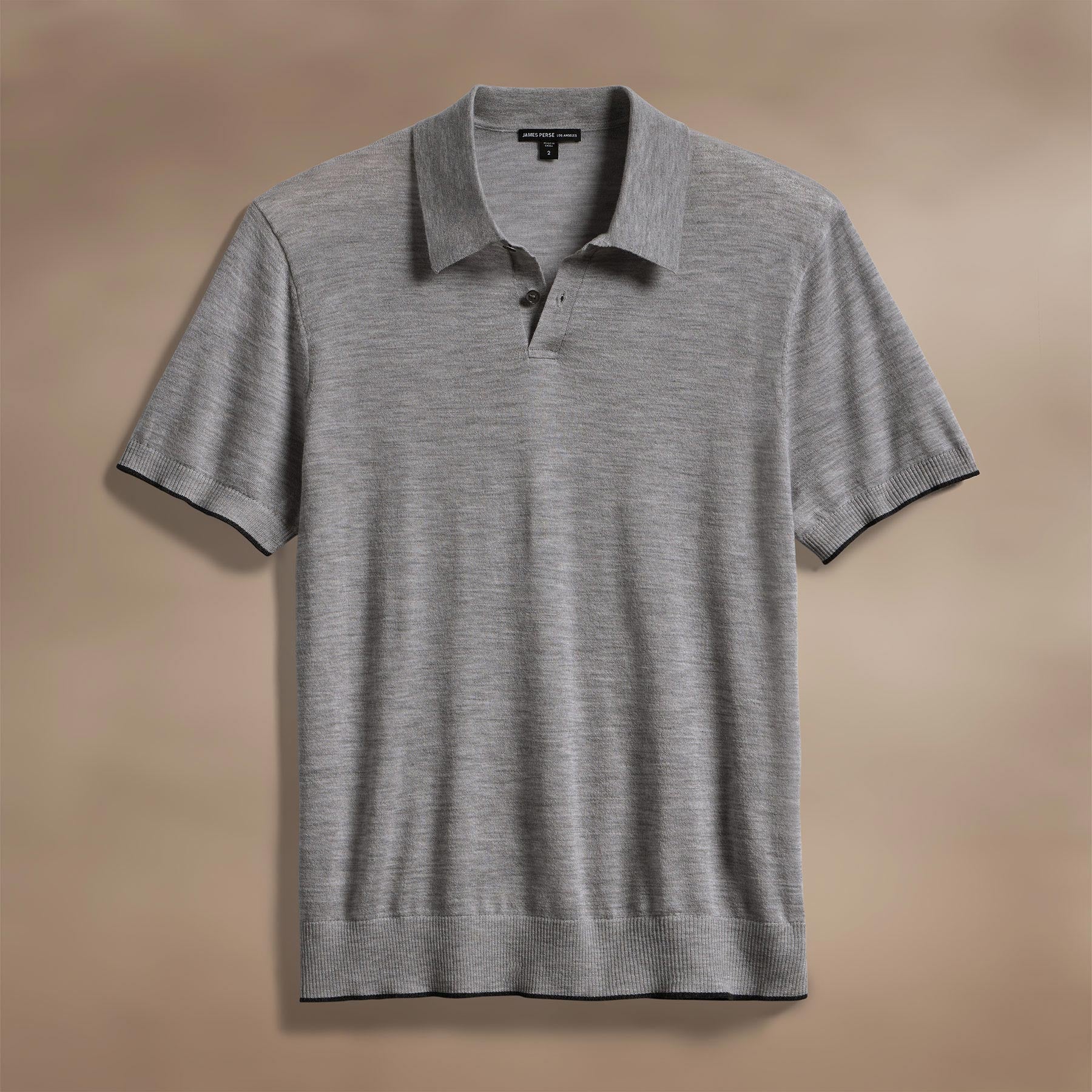 Ultrafine Cashmere Tipped Polo - Light Heather Grey/Coal