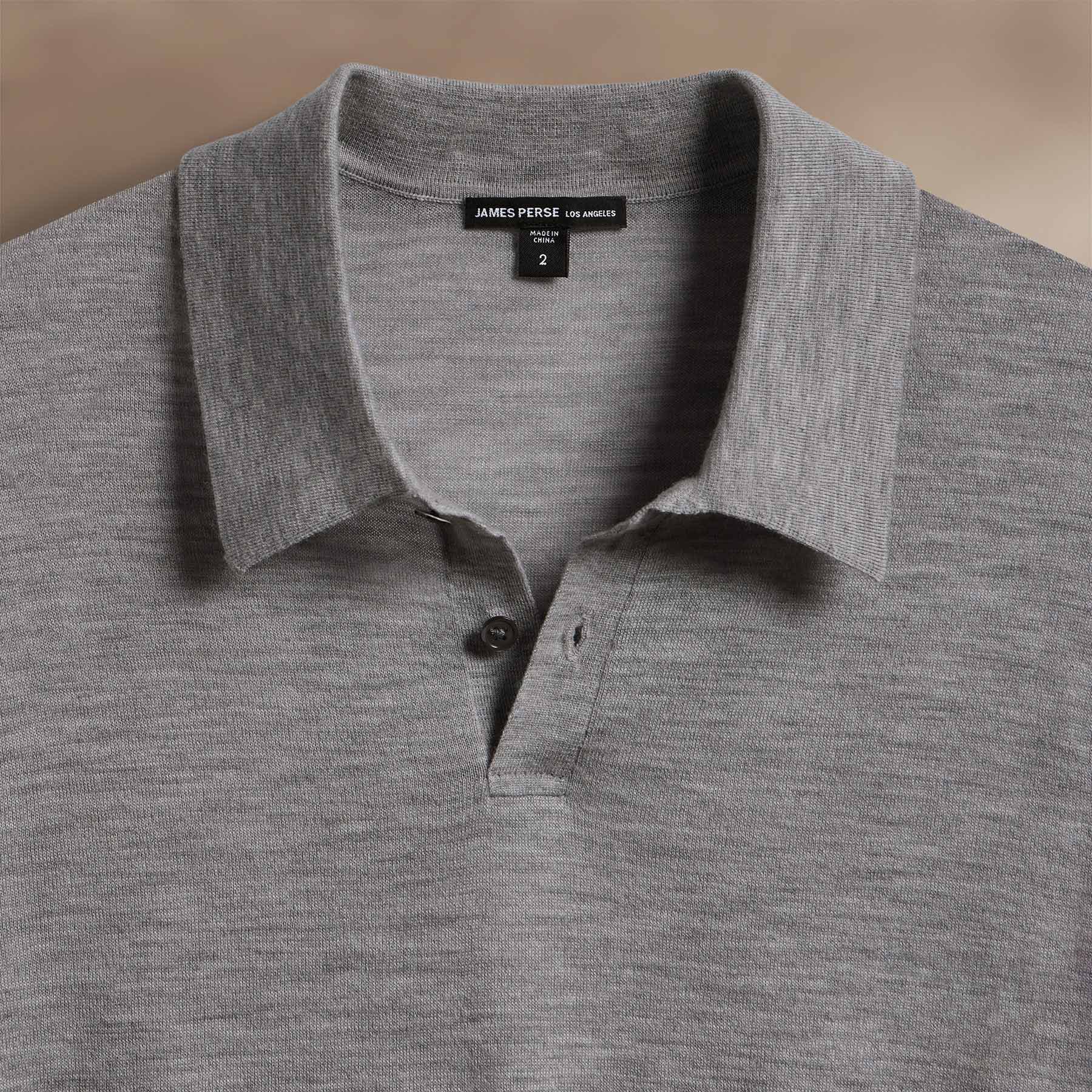 Ultrafine Cashmere Tipped Polo - Light Heather Grey/Coal