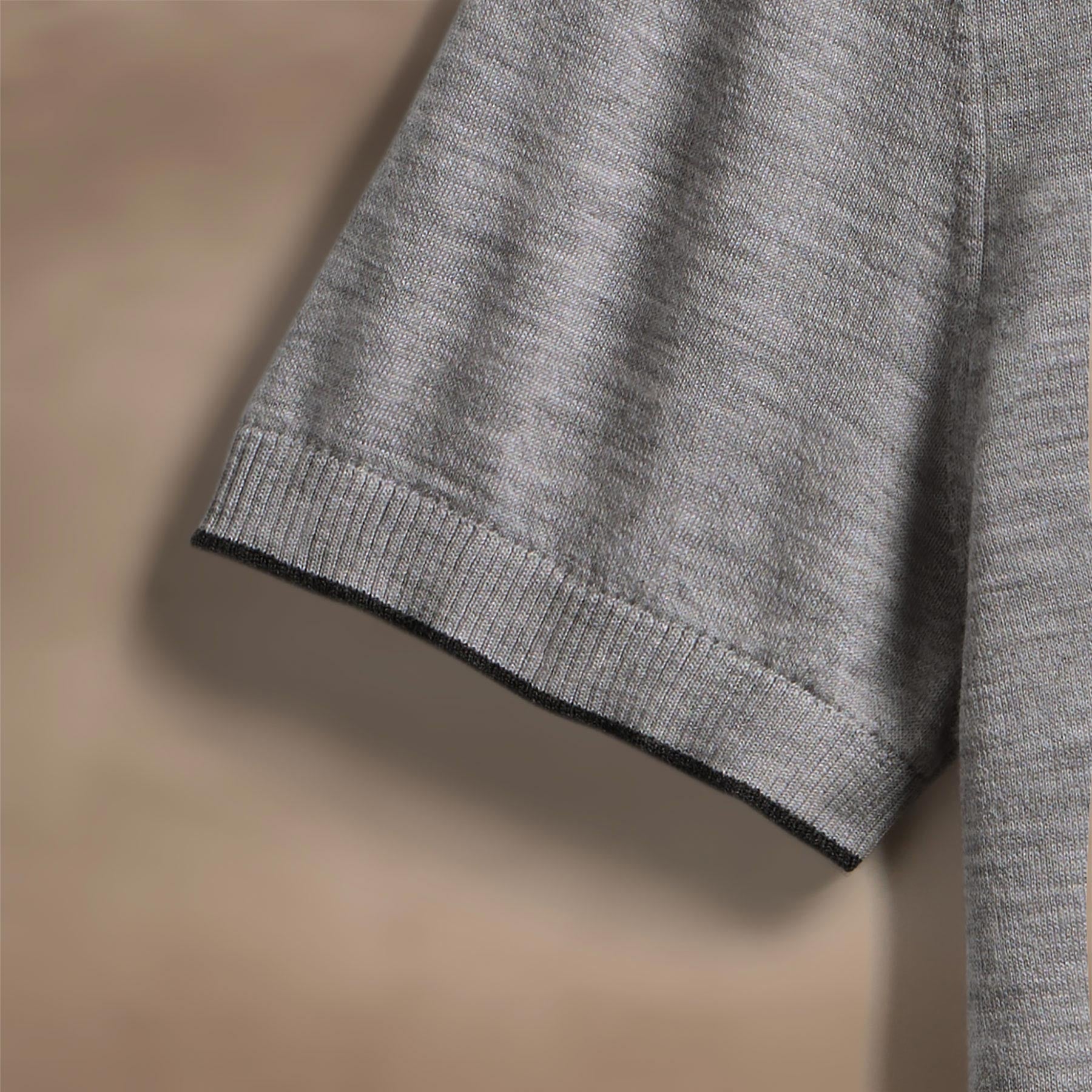 Ultrafine Cashmere Tipped Polo - Light Heather Grey/Coal