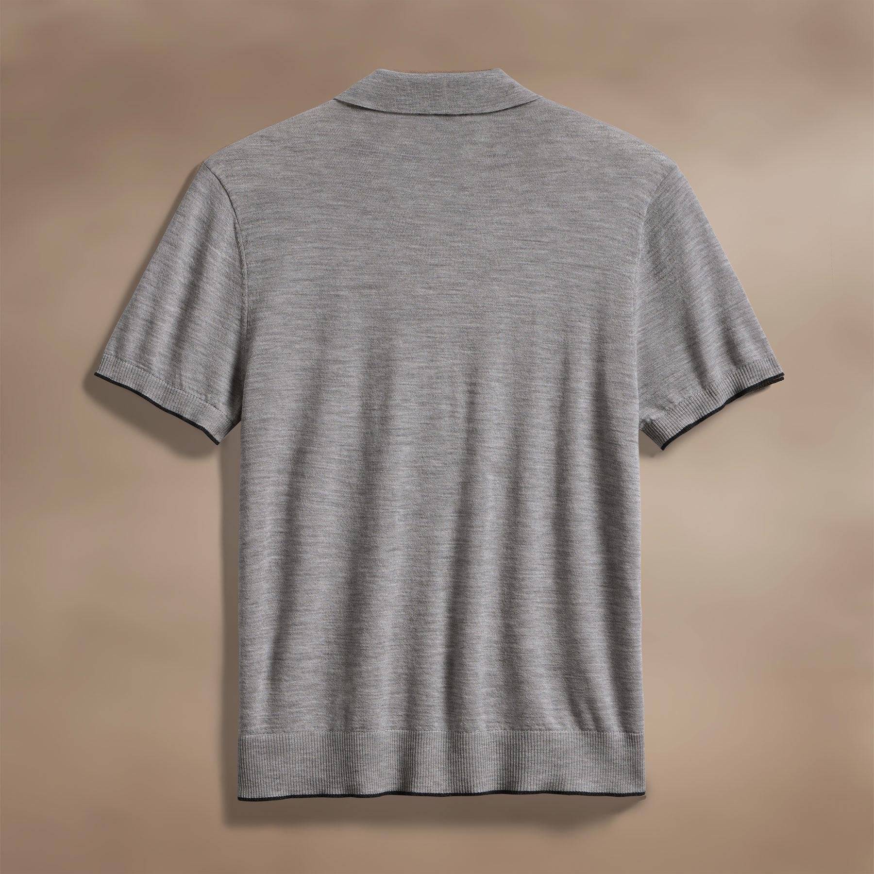 Ultrafine Cashmere Tipped Polo - Light Heather Grey/Coal