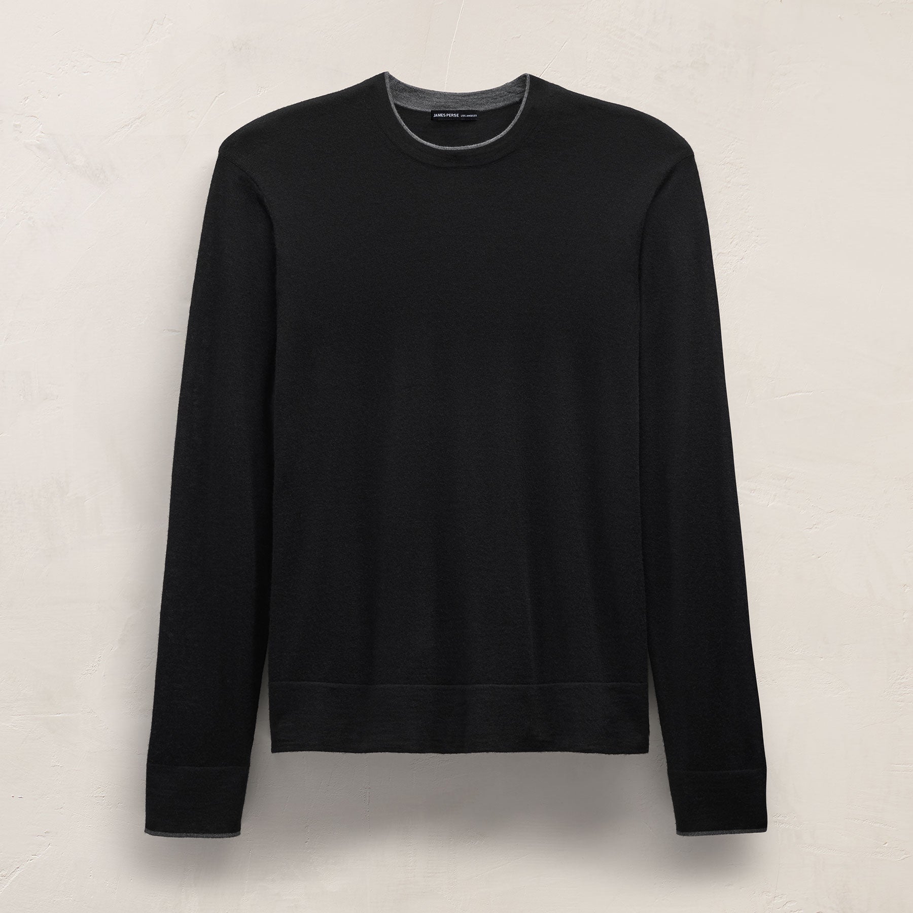 Ultrafine Cashmere Tipped Crew - Black/Charcoal