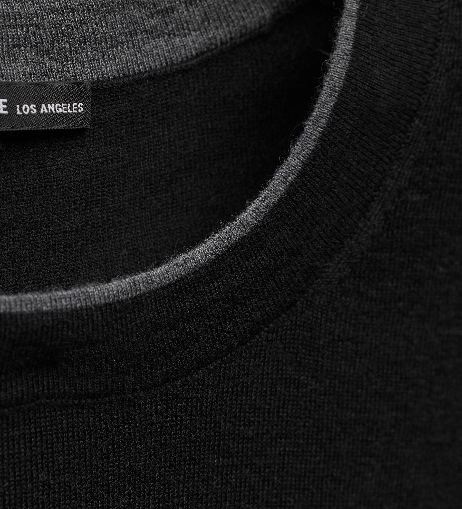 Ultrafine Cashmere Tipped Crew - Black/Charcoal