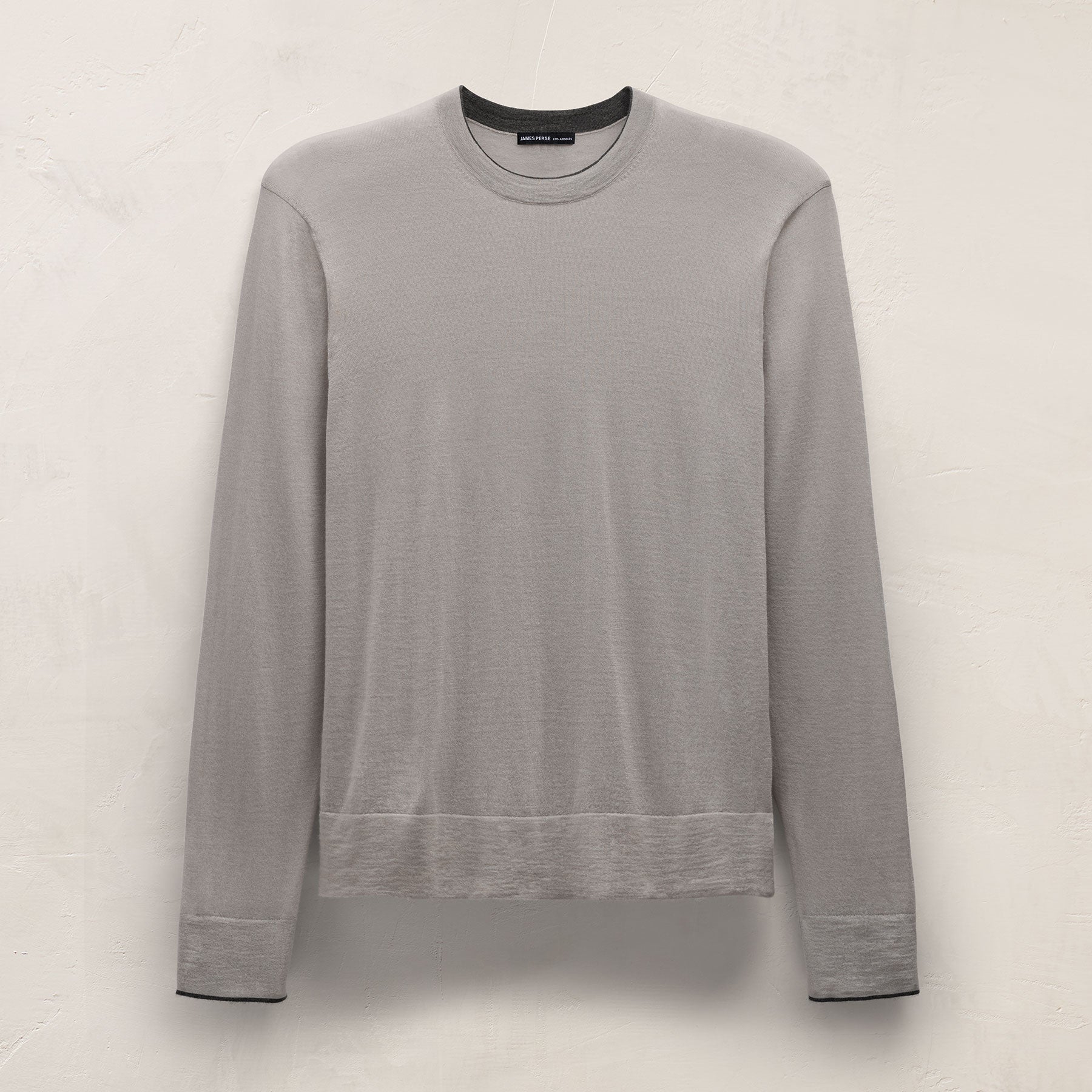Ultrafine Cashmere Tipped Crew - Fog/Charcoal