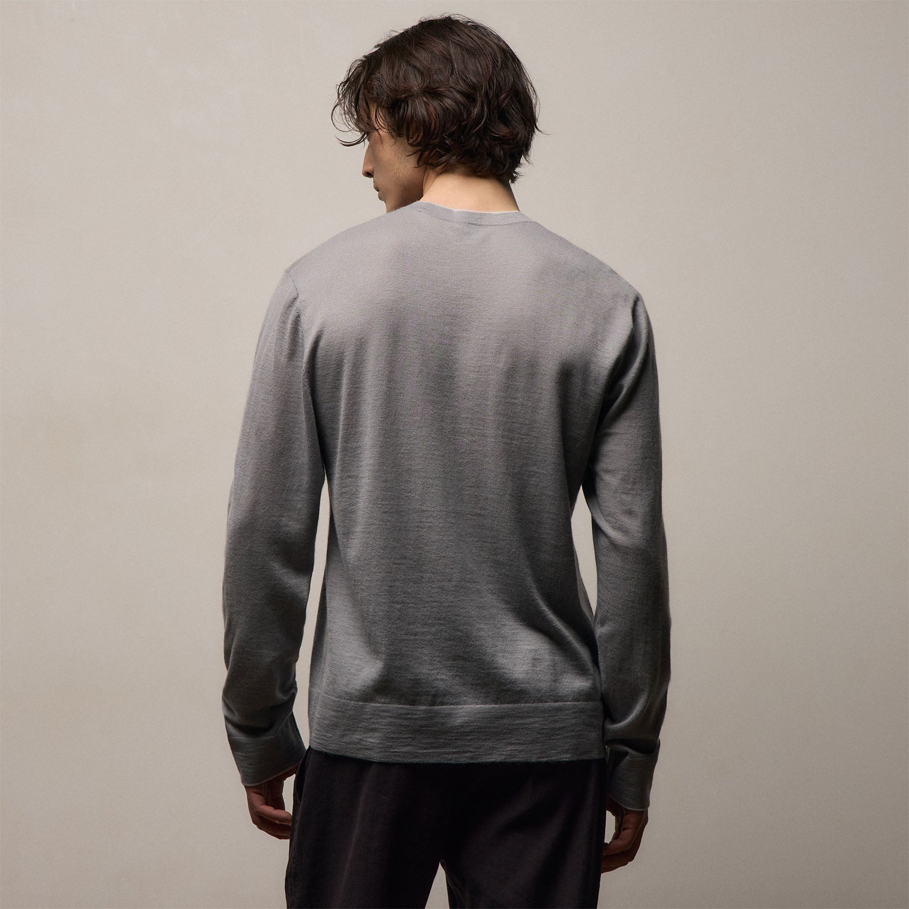 Ultrafine Cashmere Tipped Crew - Ore/Fog