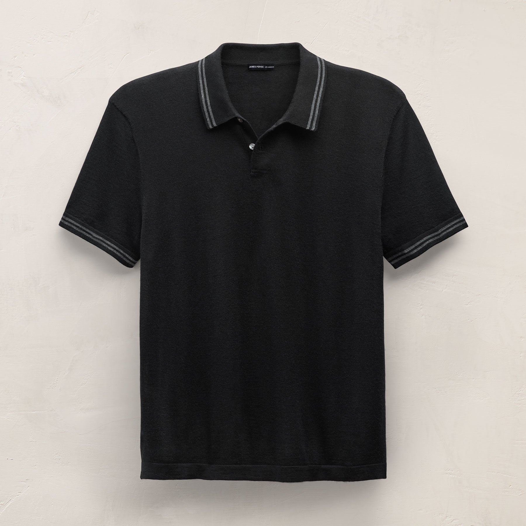 Ultrafine Cashmere Tipped Polo - Black/Charcoal