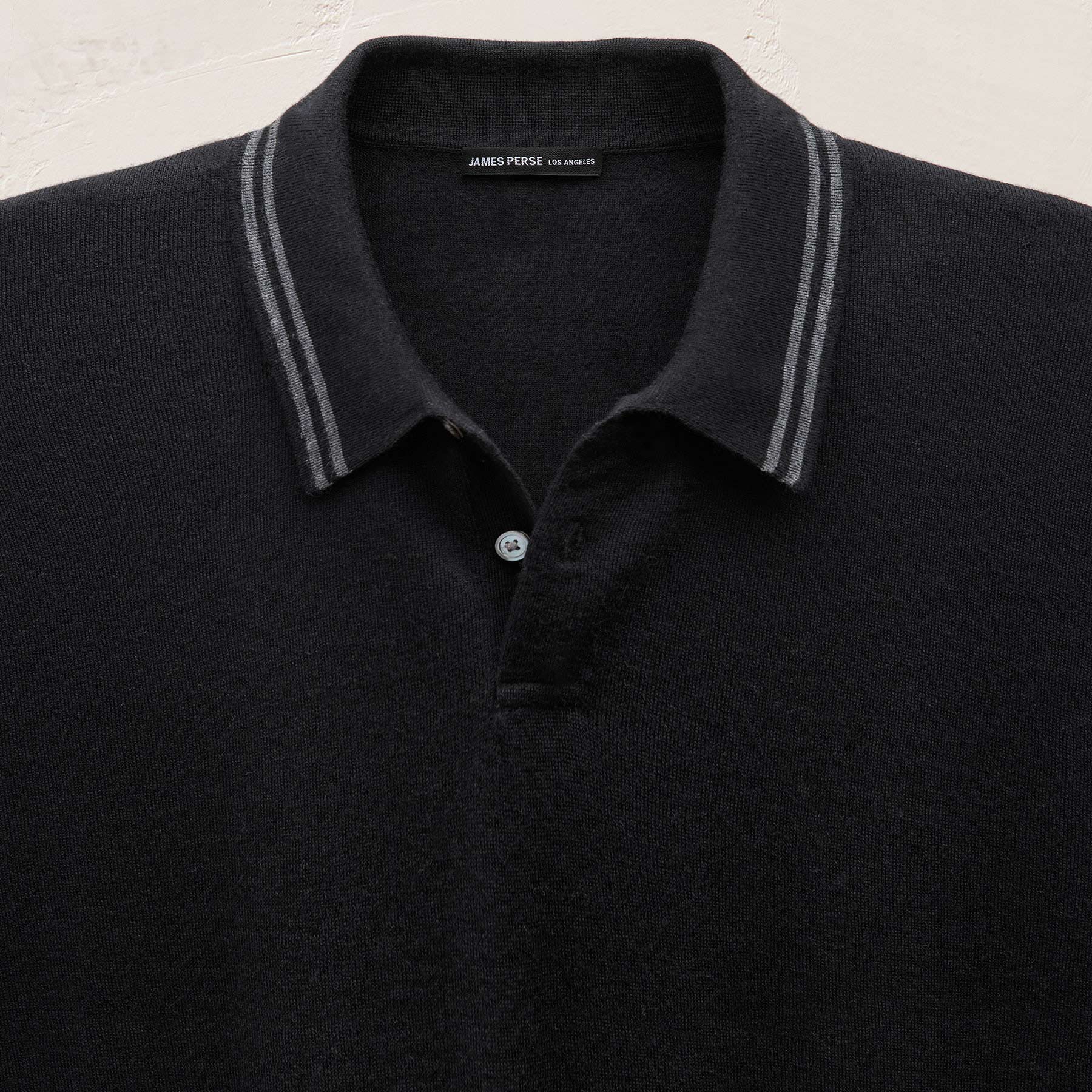 Ultrafine Cashmere Tipped Polo - Black/Charcoal
