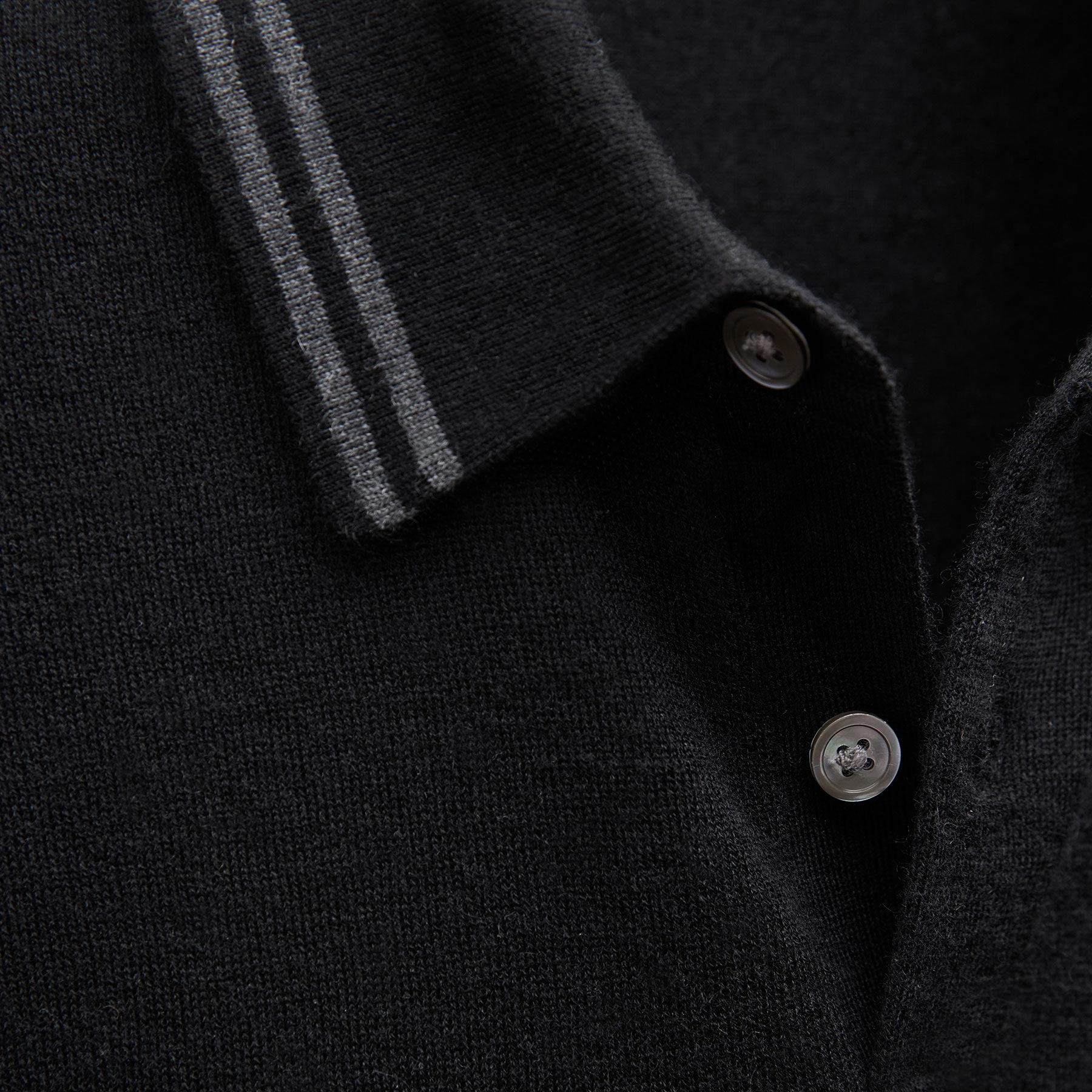 Ultrafine Cashmere Tipped Polo - Black/Charcoal