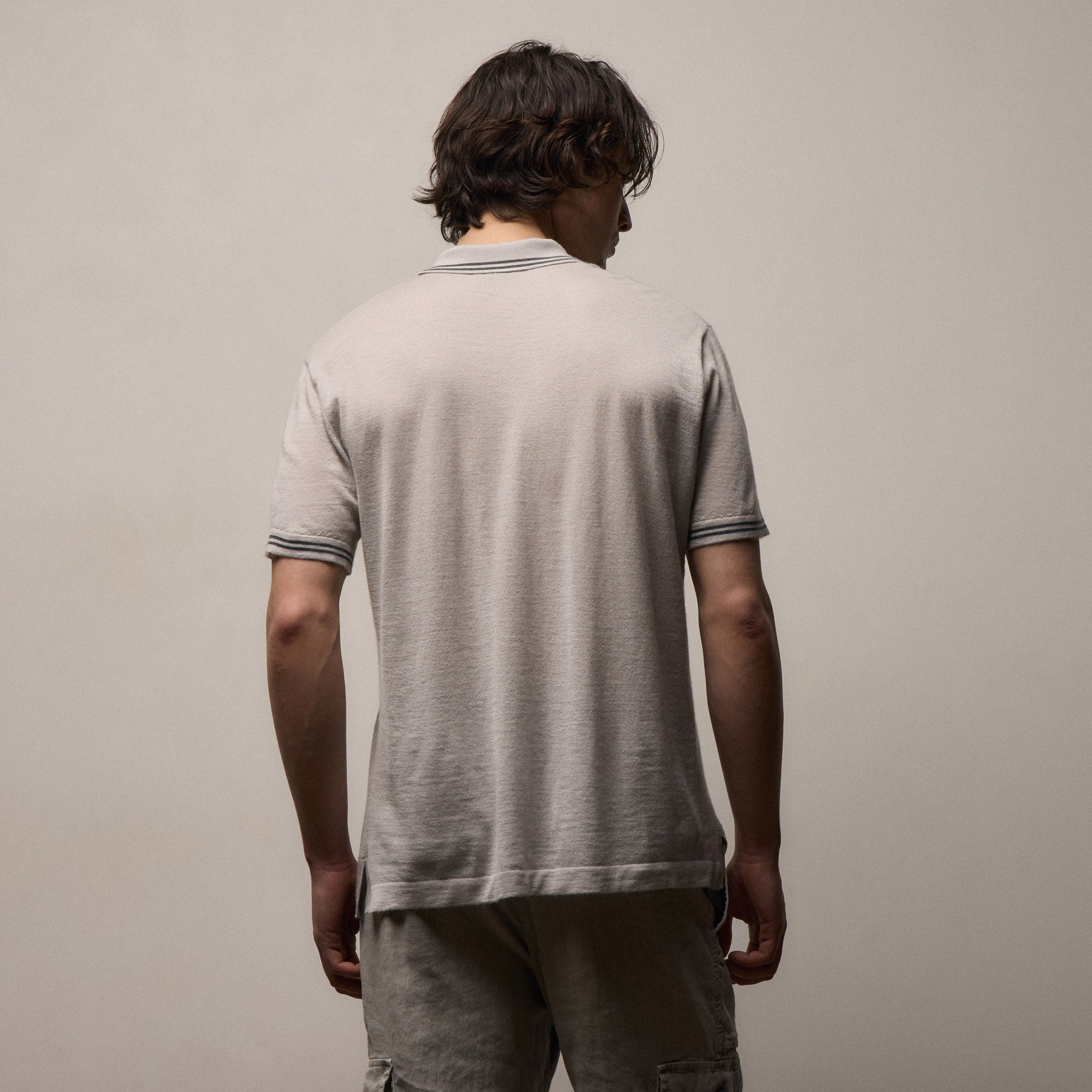 Ultrafine Cashmere Tipped Polo - Fog/Charcoal