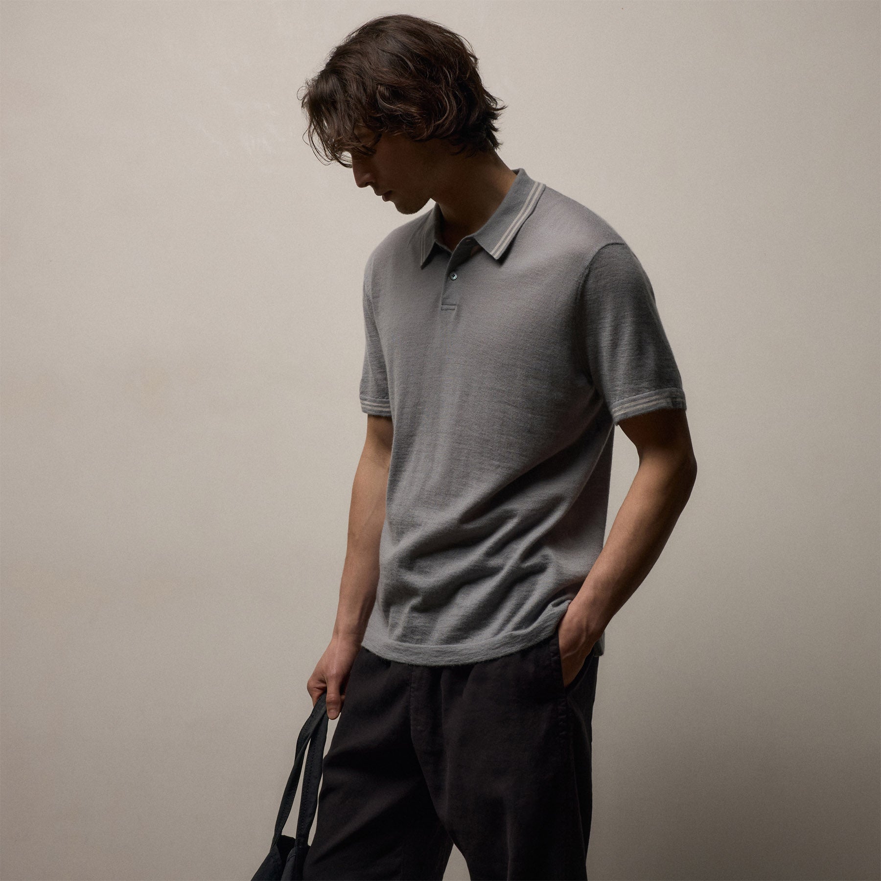 Ultrafine Cashmere Tipped Polo - Ore/Fog