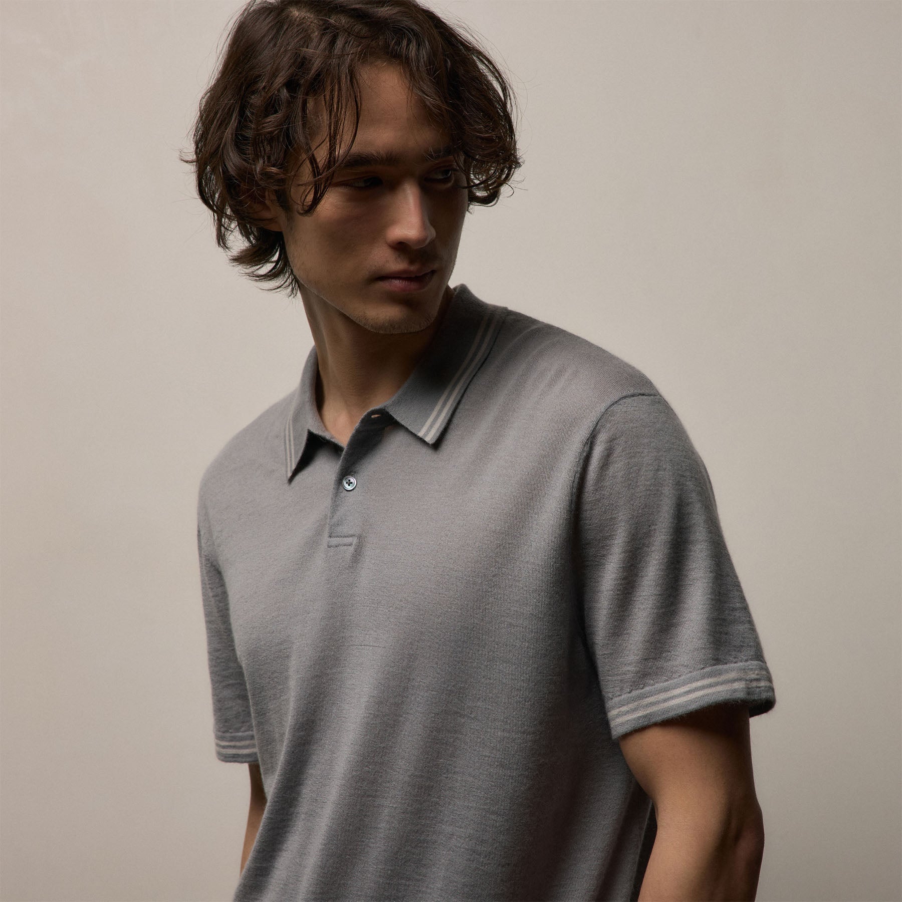 Ultrafine Cashmere Tipped Polo - Ore/Fog