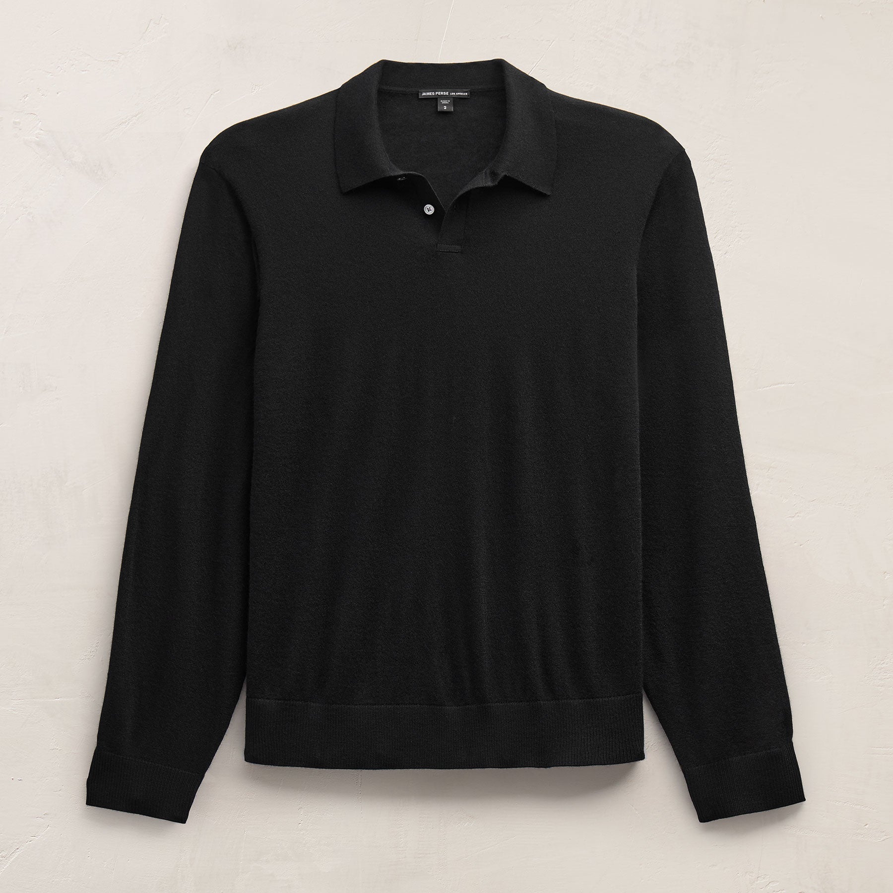 Ultrafine Cashmere Long Sleeve Polo - Black
