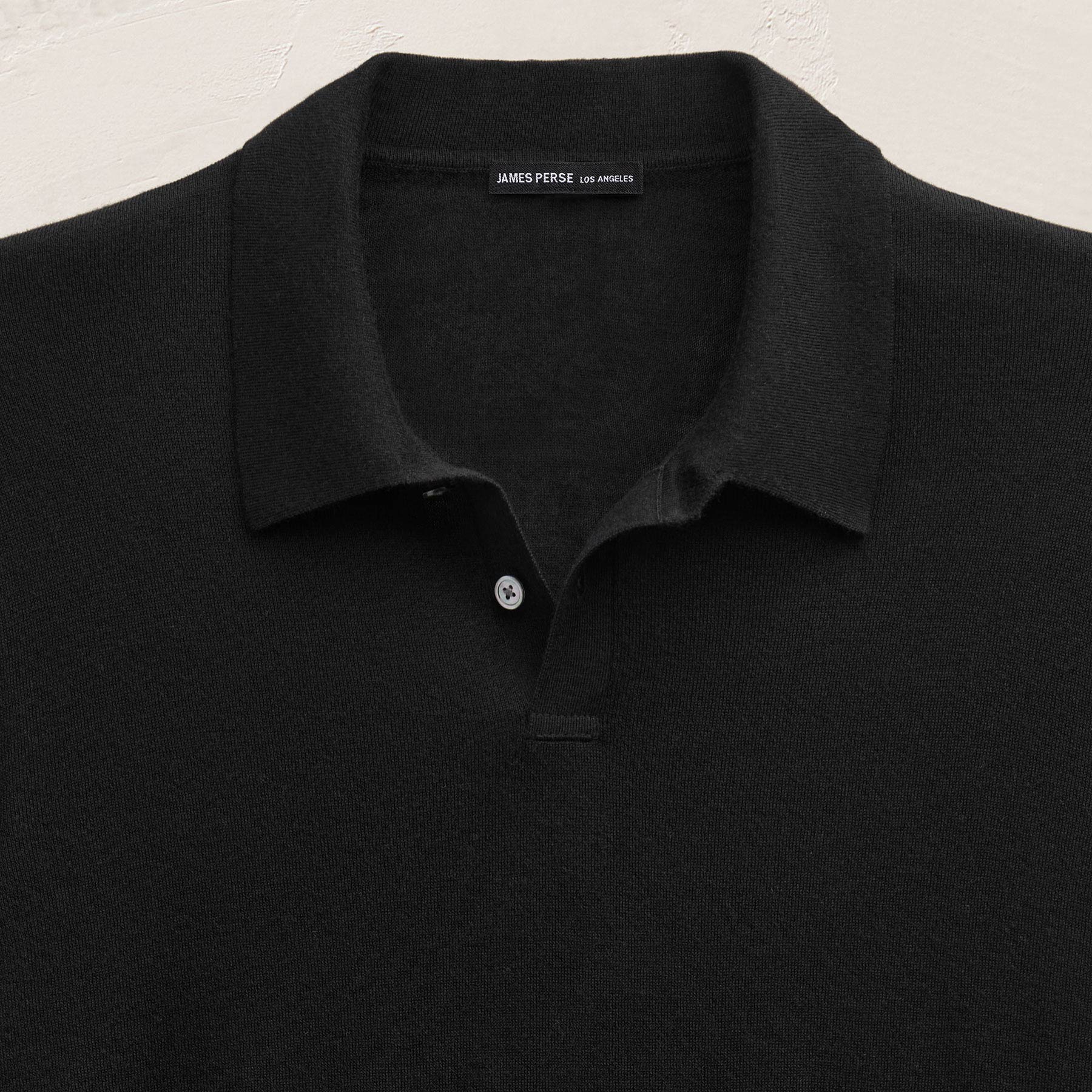 Ultrafine Cashmere Long Sleeve Polo - Black