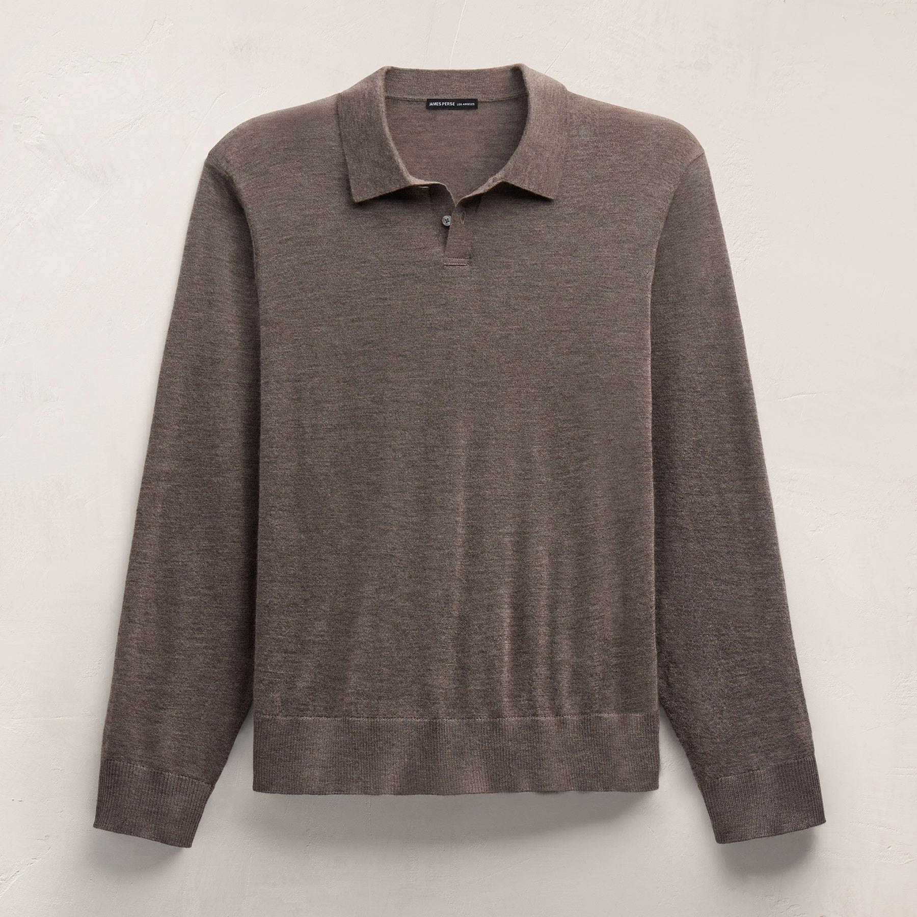 Ultrafine Cashmere Long Sleeve Polo - Dusty Brown