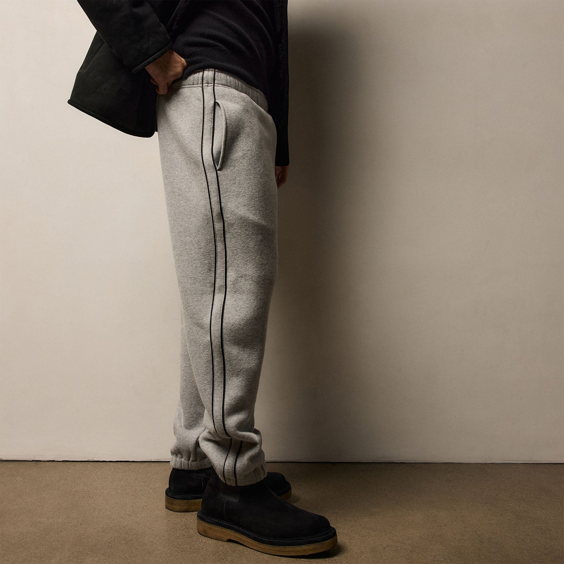 Cozy Sweat Pant With Piping - Heather Grey
