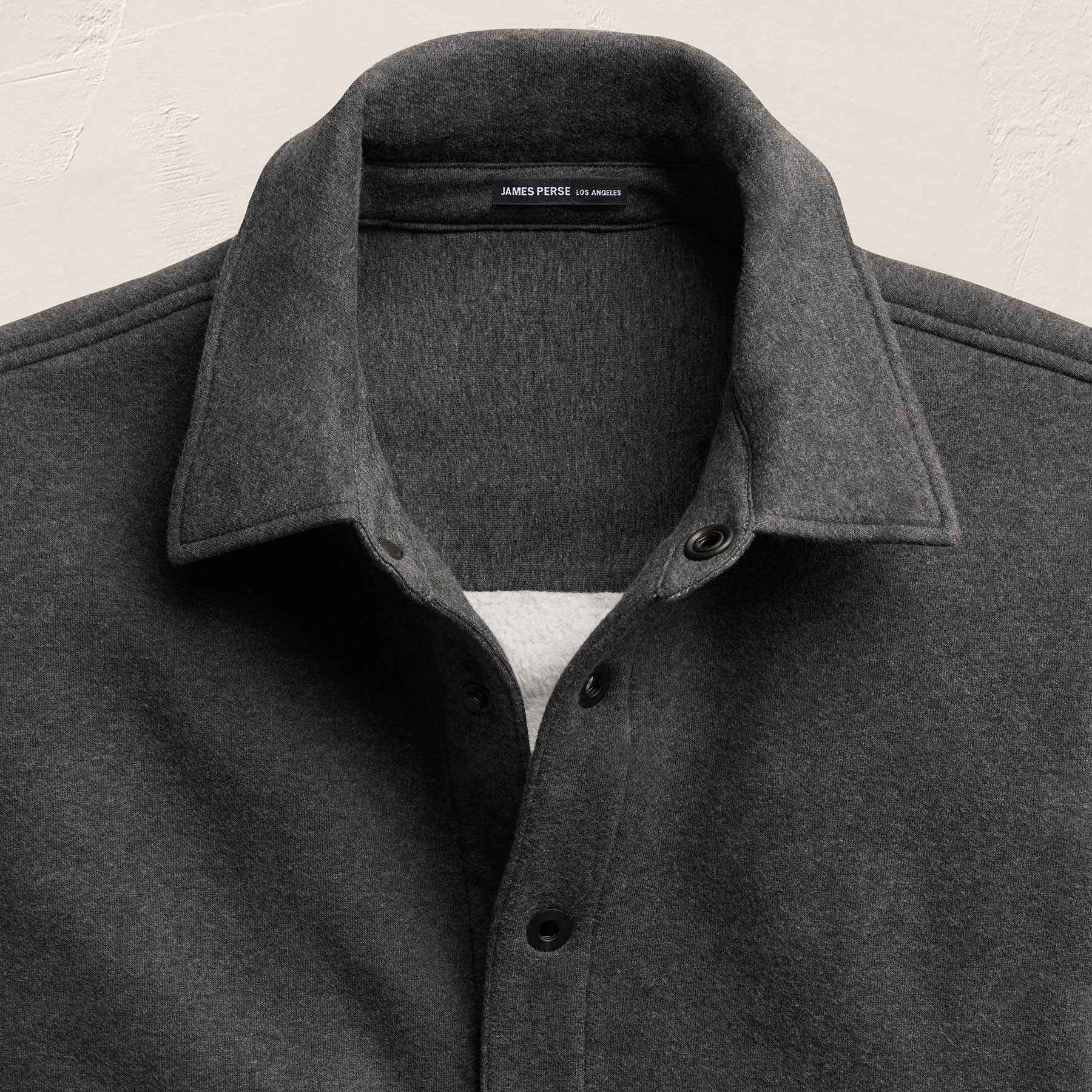 Cozy Fleece Snap Front Jacket - Heather Charcoal