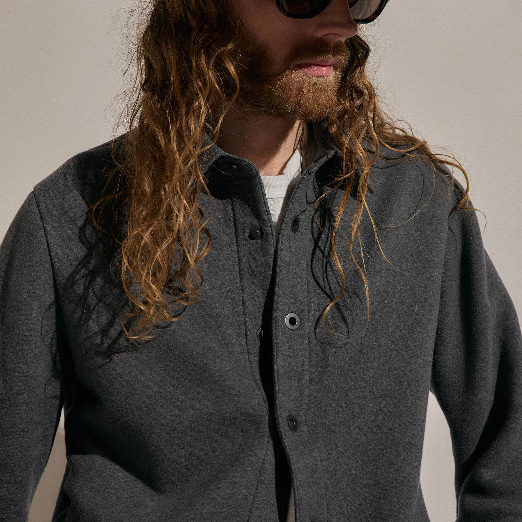 Cozy Fleece Snap Front Jacket - Heather Charcoal
