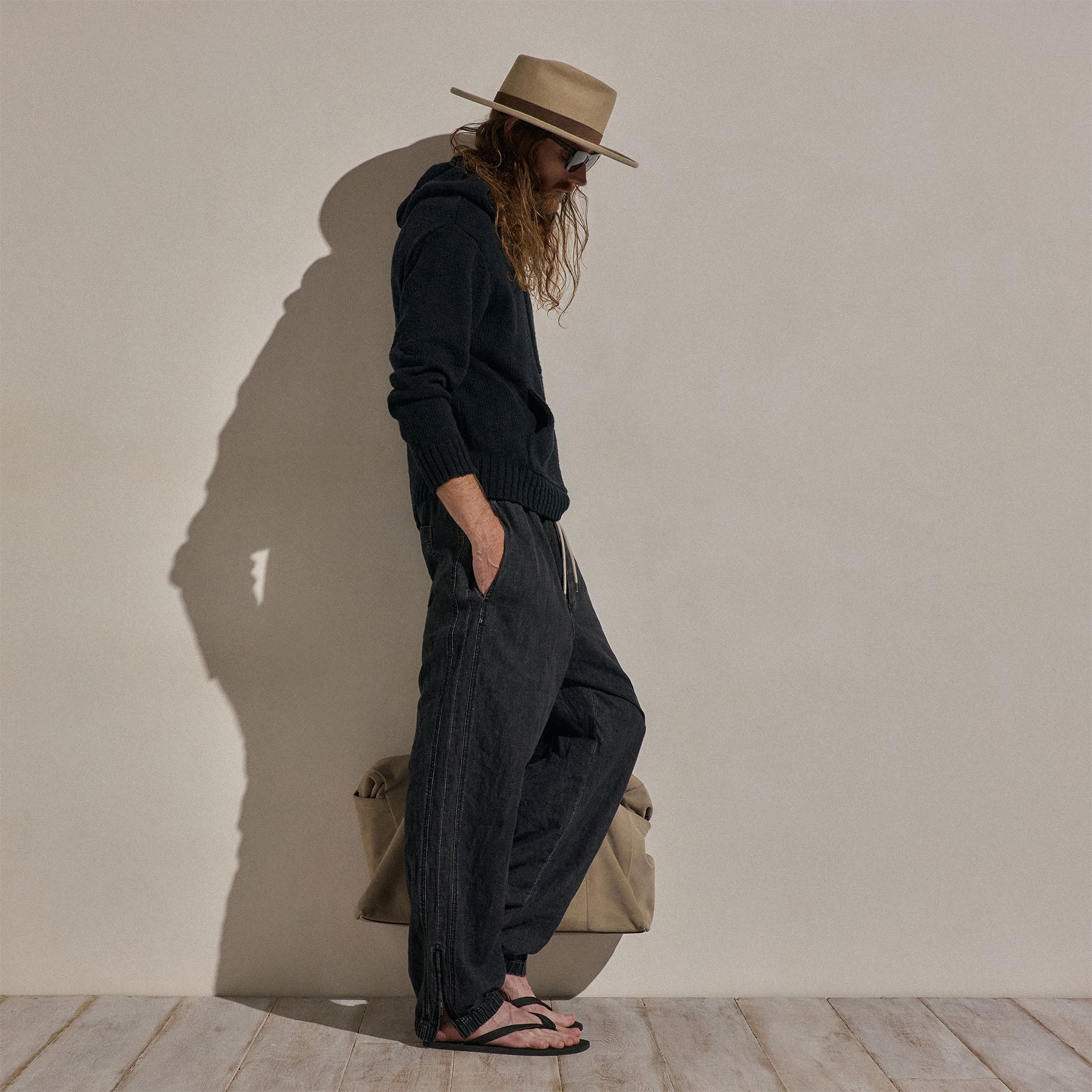 Cotton Linen Hoodie - Black