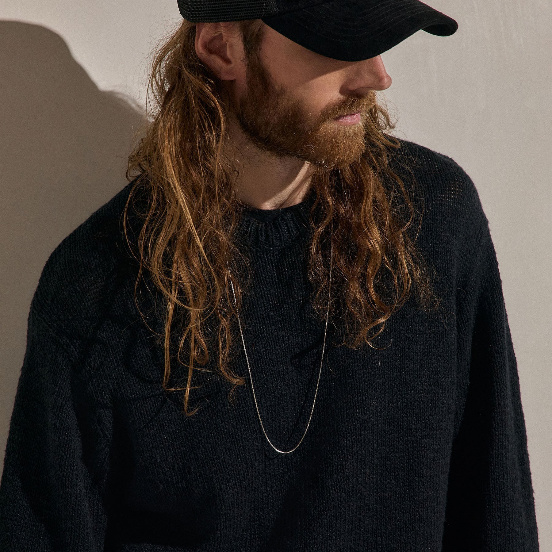 Cotton Linen Crew Sweater - Black