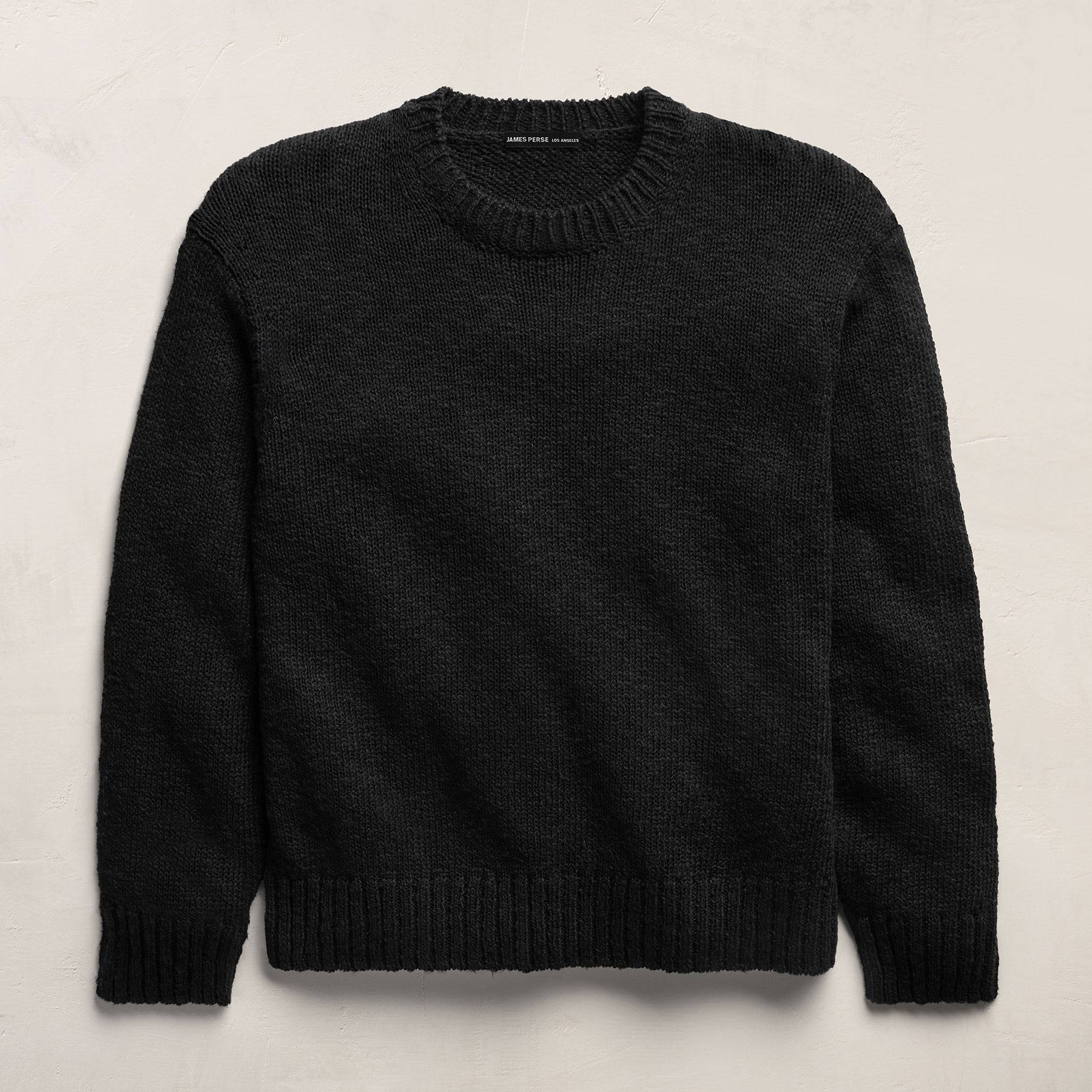 Cotton Linen Crew Sweater - Black