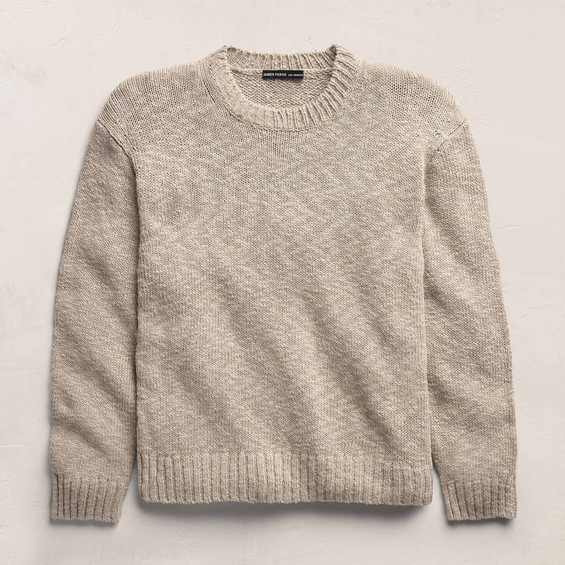 Cotton Linen Crew Sweater - Taupe