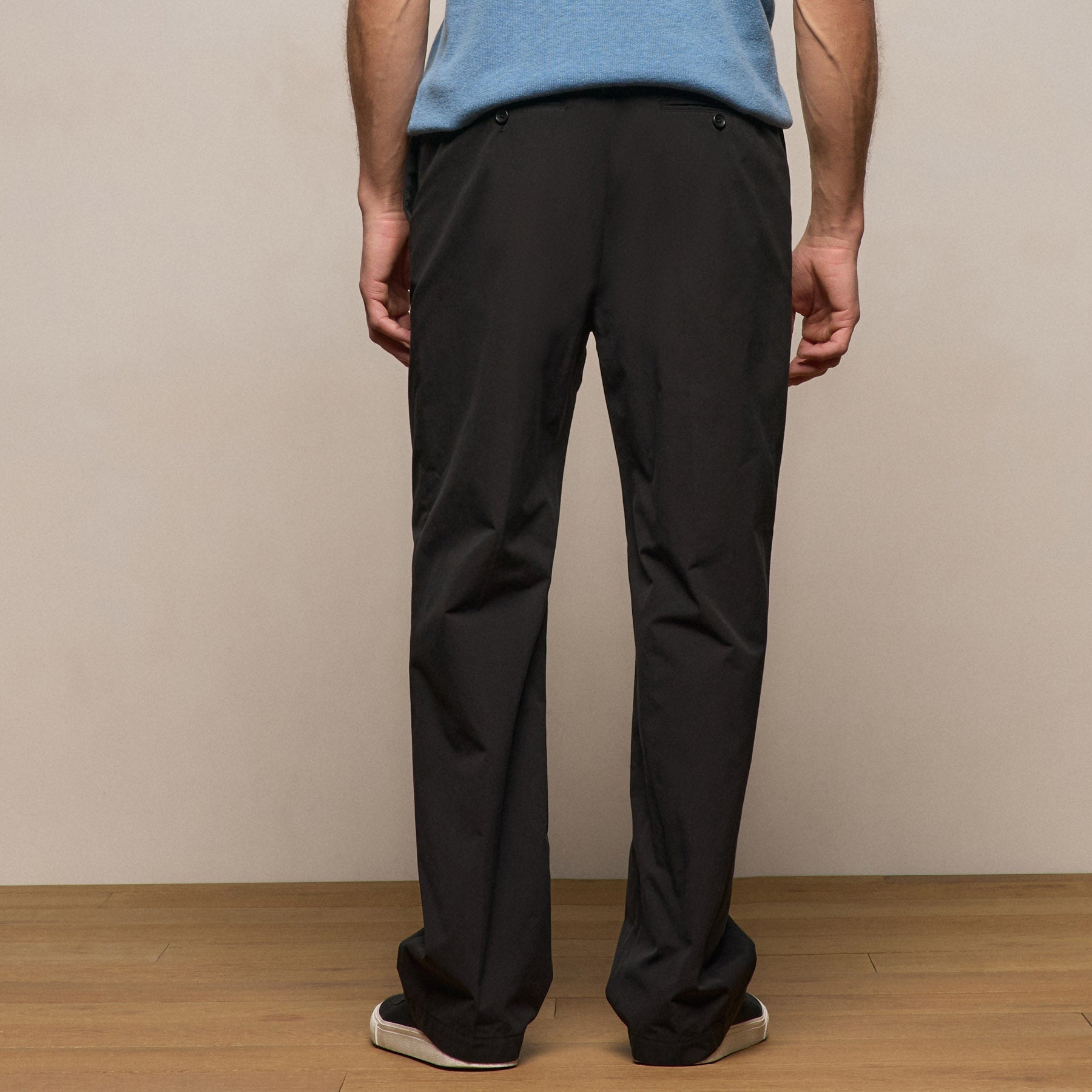 Italian Heavy Poplin Clean Front Trouser - Black