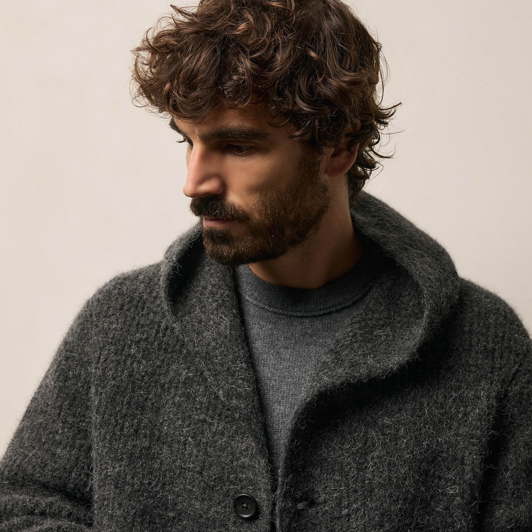 Chunky Waffle Knit Hooded Coat - Anthracite