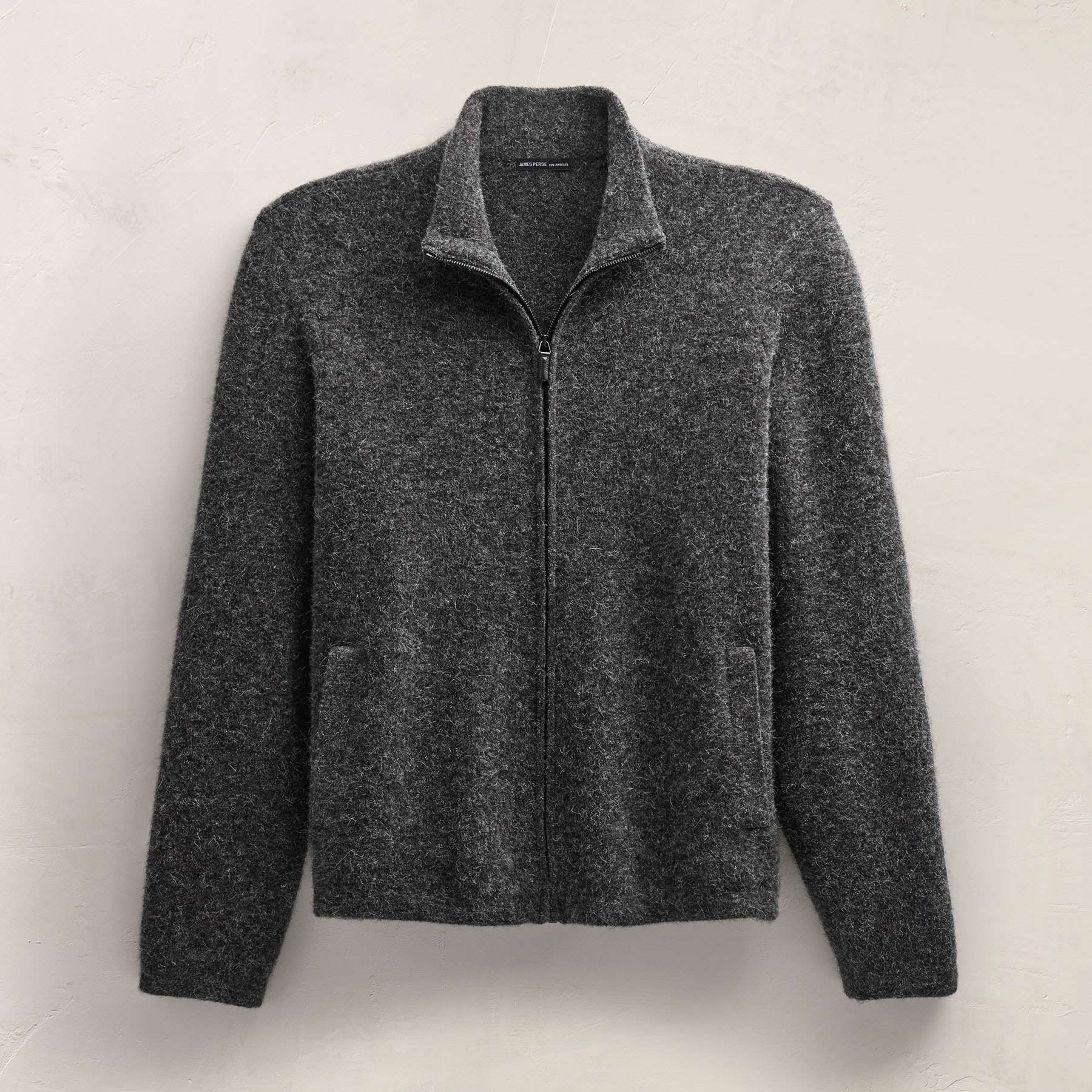 Wool Alpaca Stretch Zip Front - Anthracite