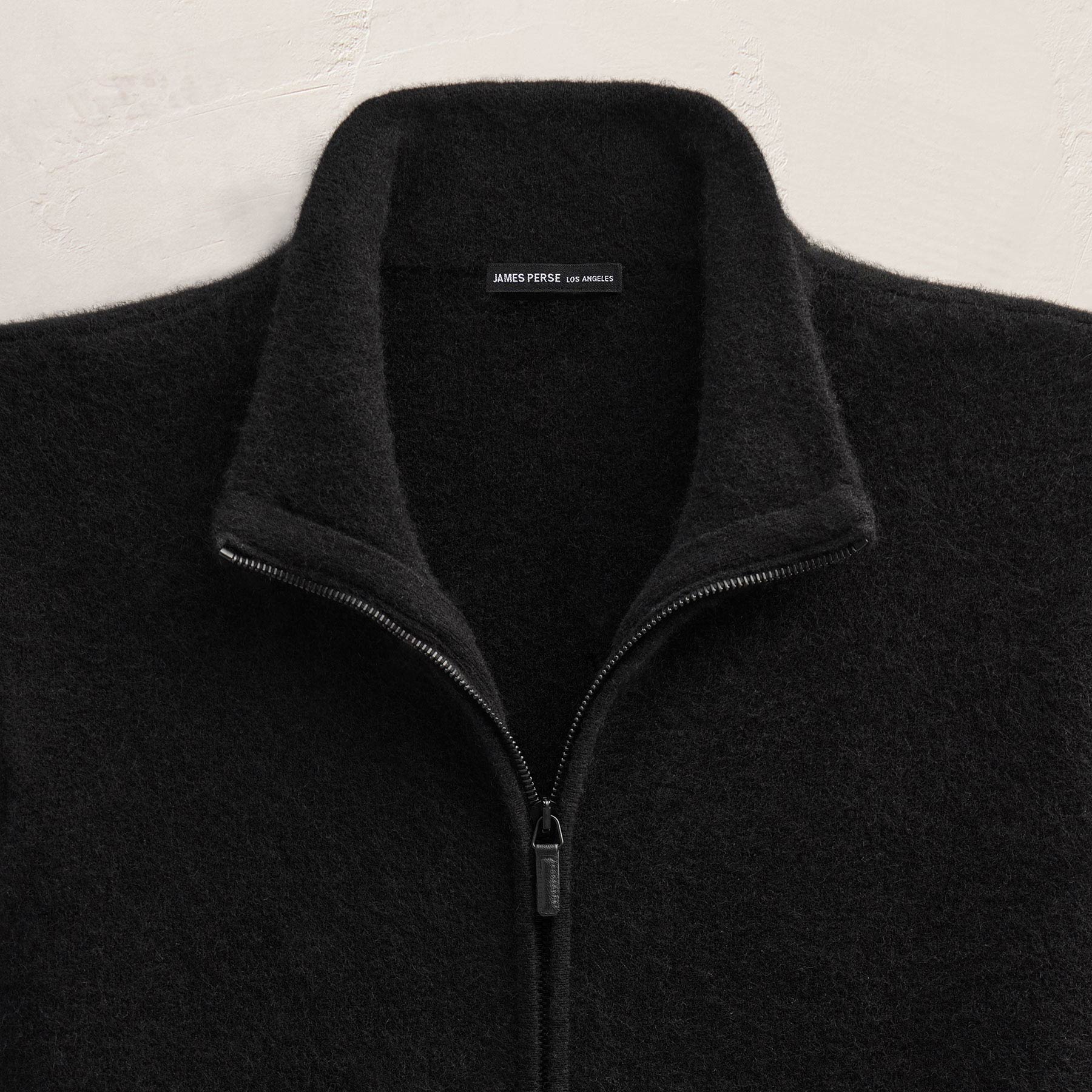 Wool Alpaca Stretch Zip Front - Black
