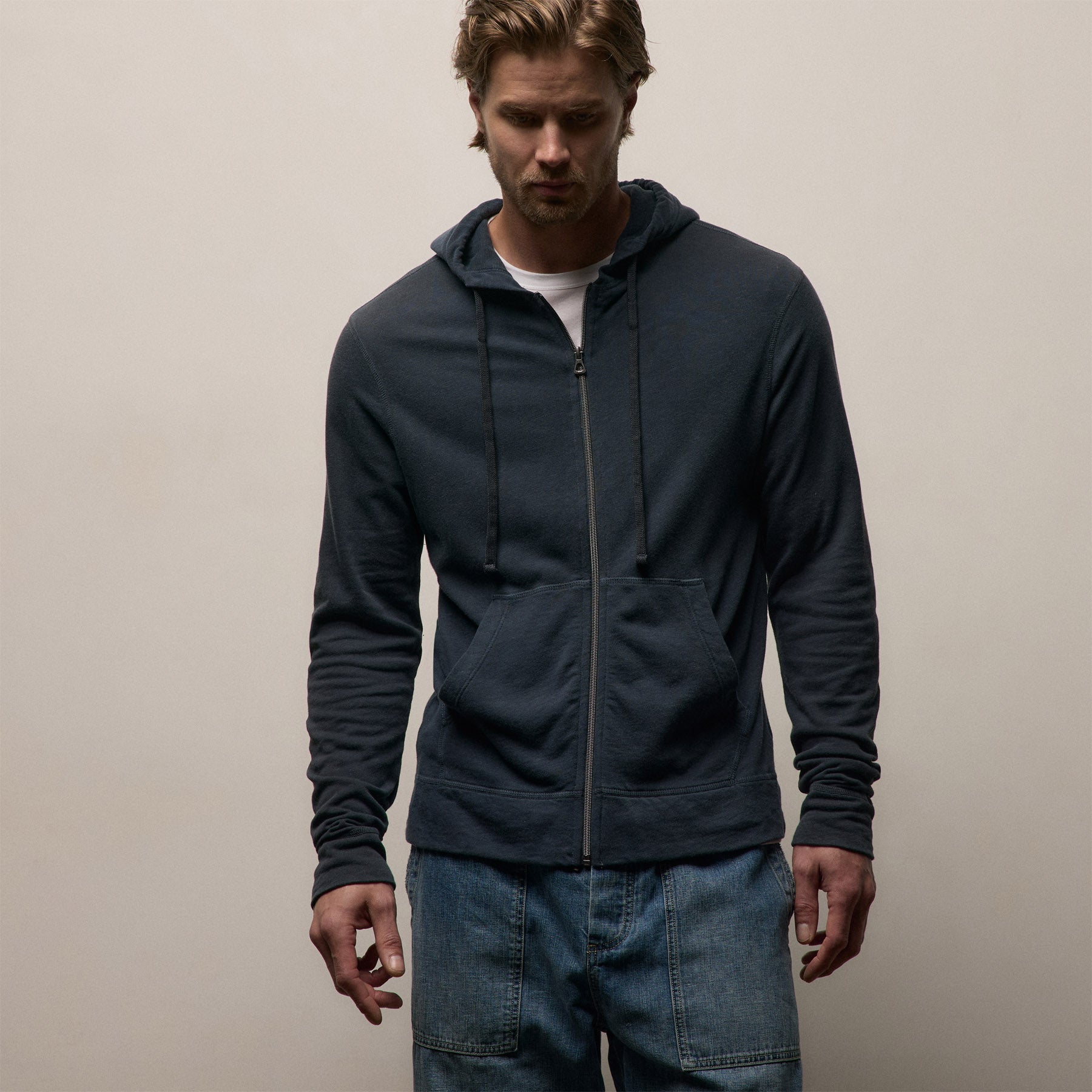 Vintage French Terry Zip Up Hoodie - Deep Pigment
