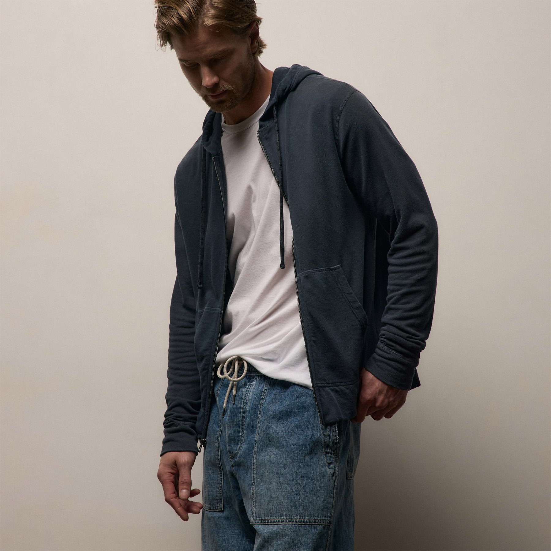 Vintage French Terry Zip Up Hoodie - Deep Pigment