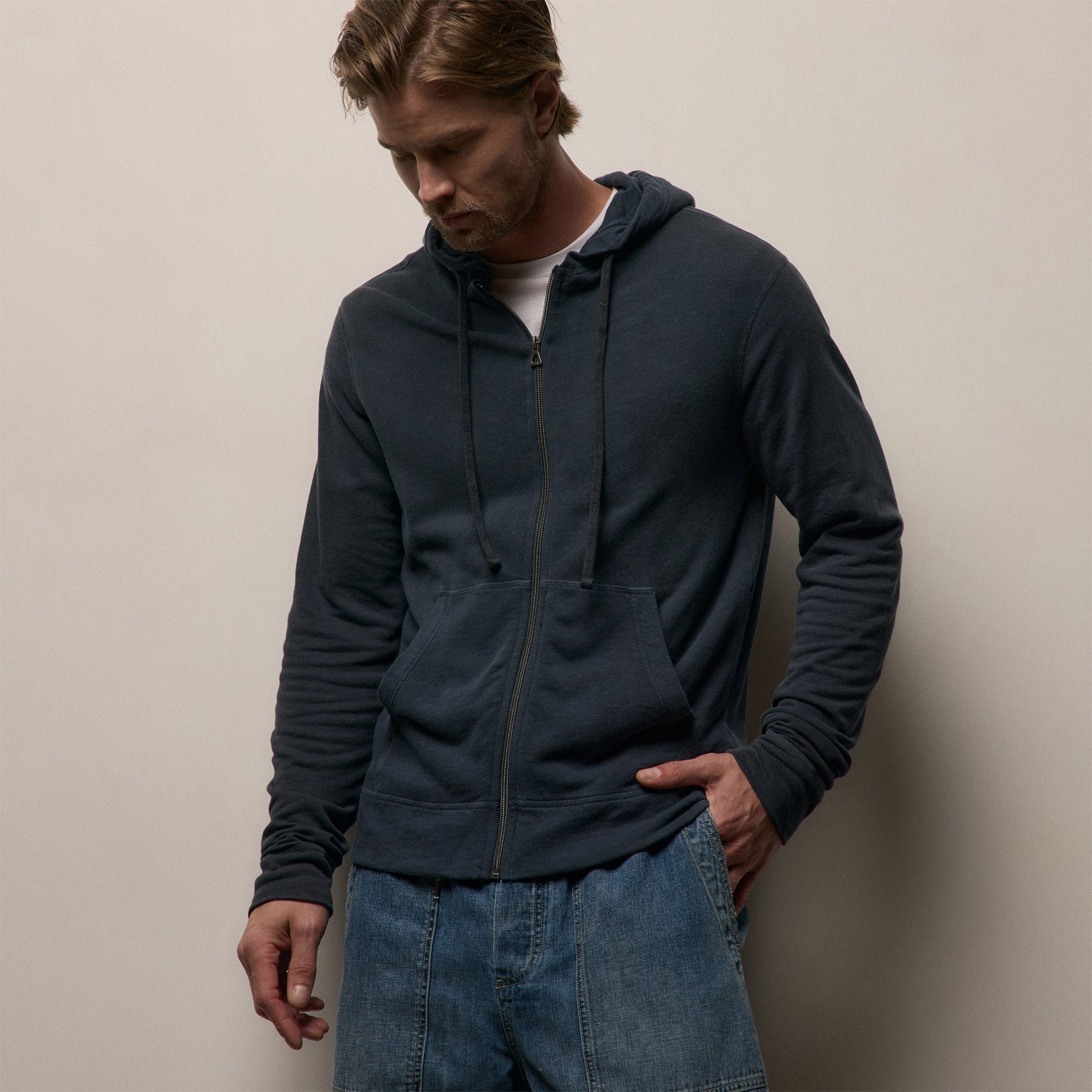 Vintage French Terry Zip Up Hoodie - Deep Pigment