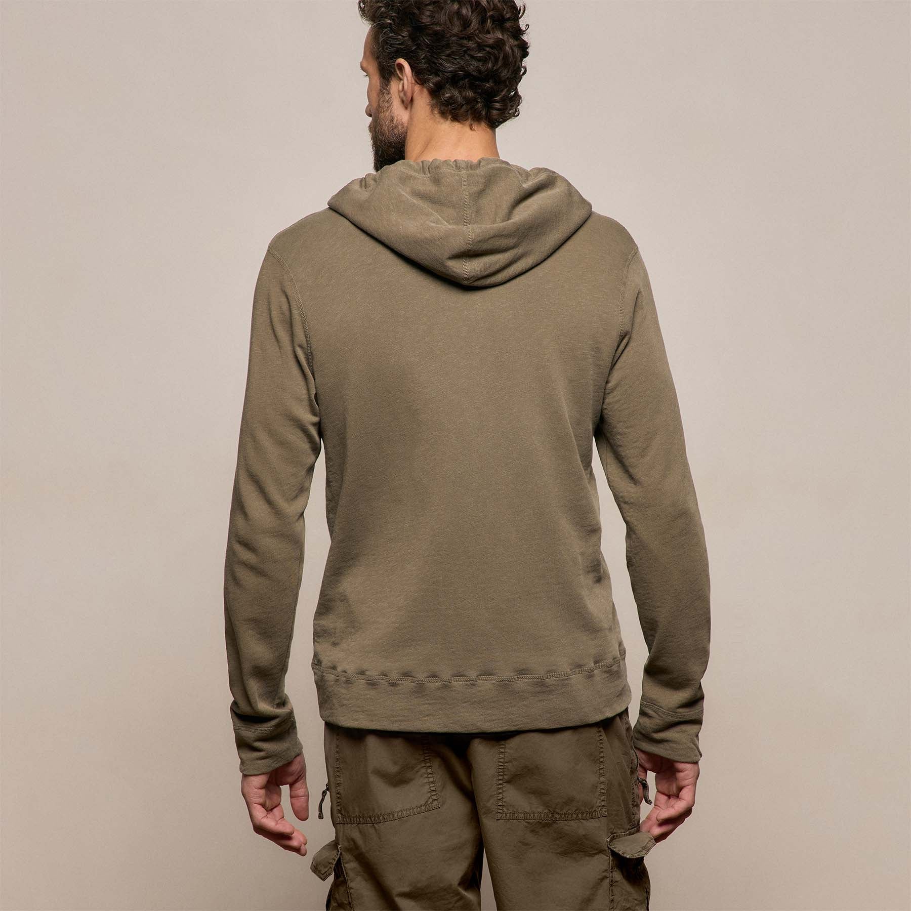 Vintage French Terry Zip Up Hoodie - Light Olive Pigment